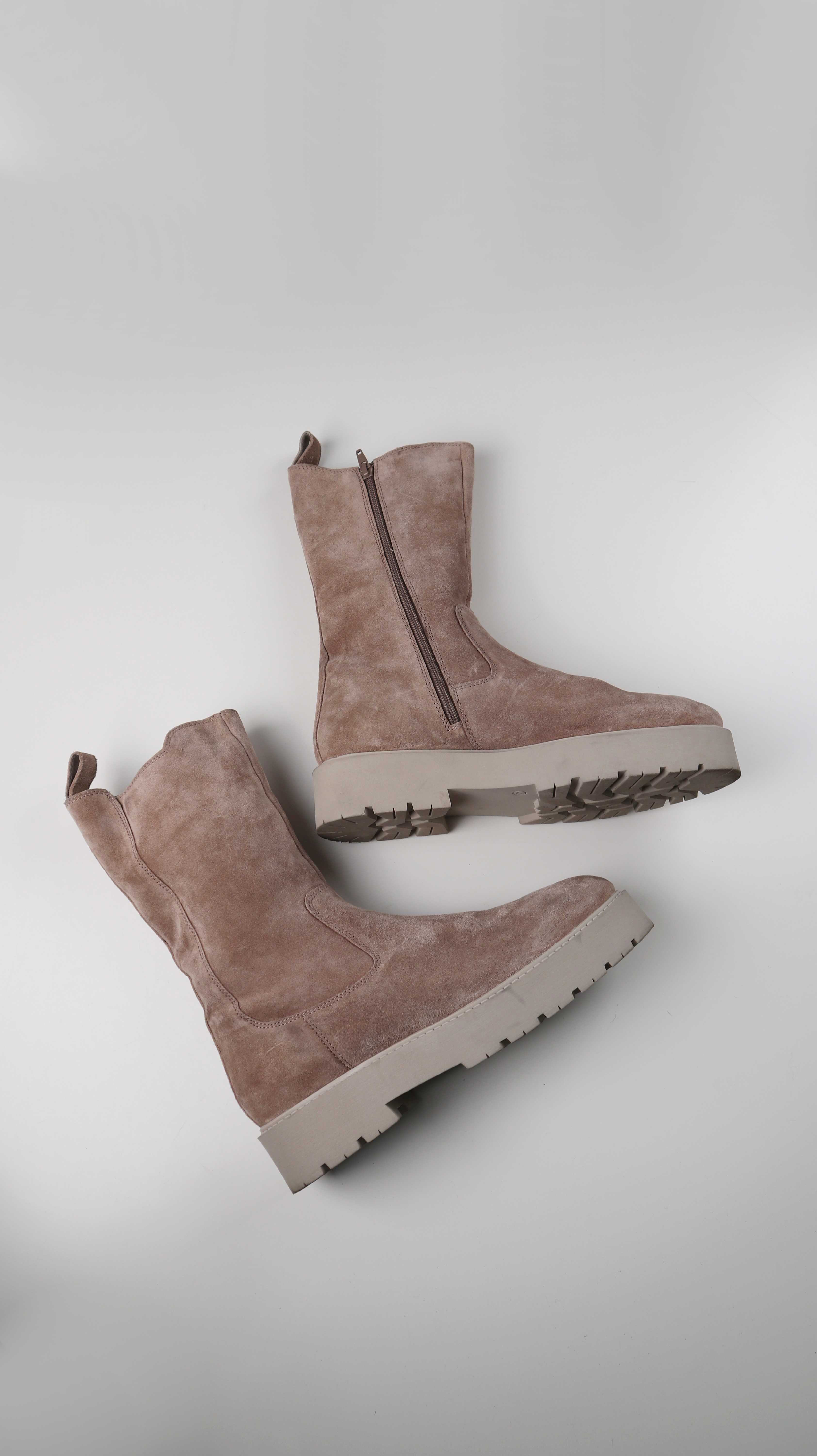 Anna Field Stiefel Stiefeletten 42 Beige braun gefüttert Boots Wildleder