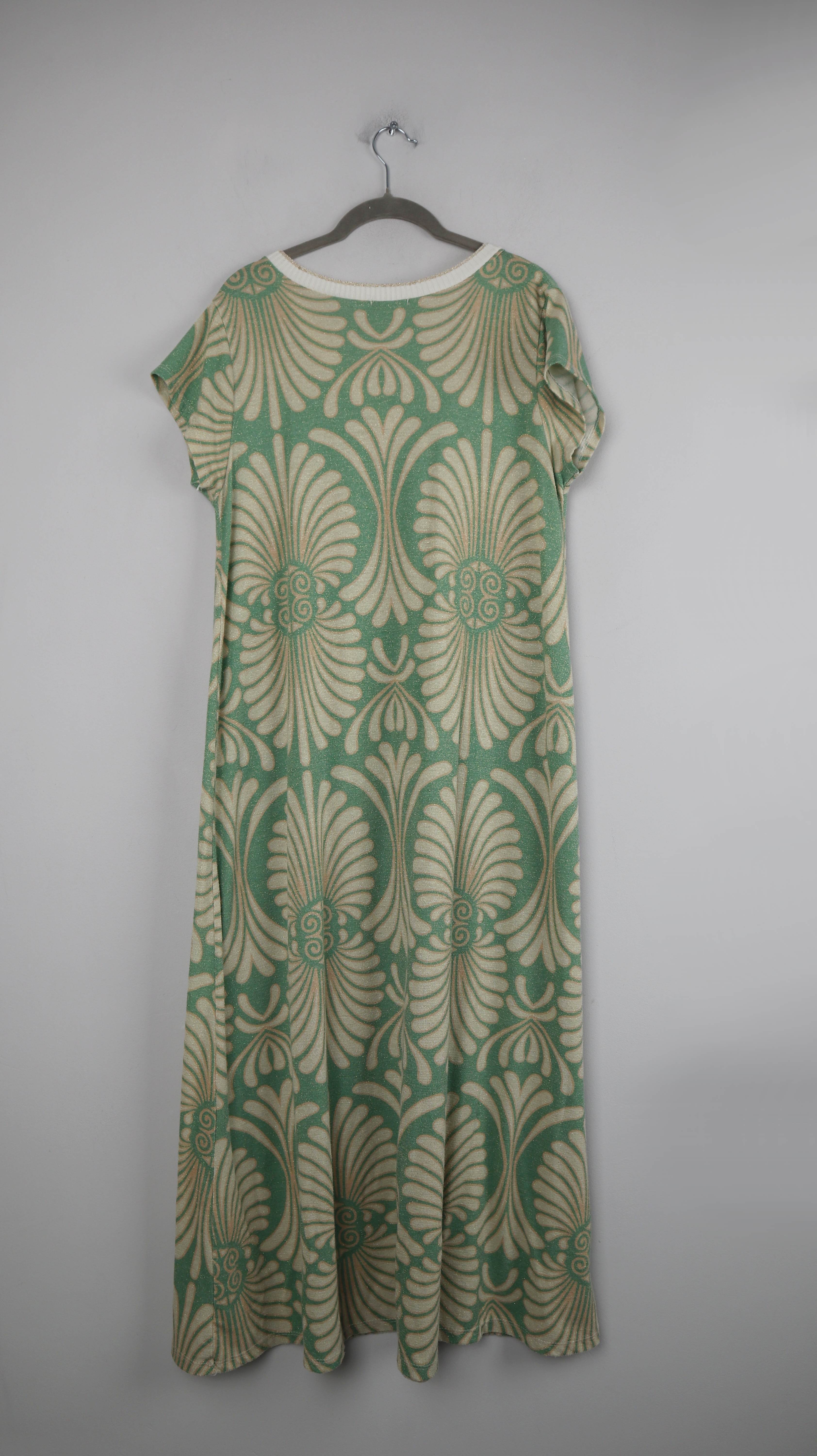 Len's Kleid Grün Maxi 40 L Sommerkleid V-Ausschnitt