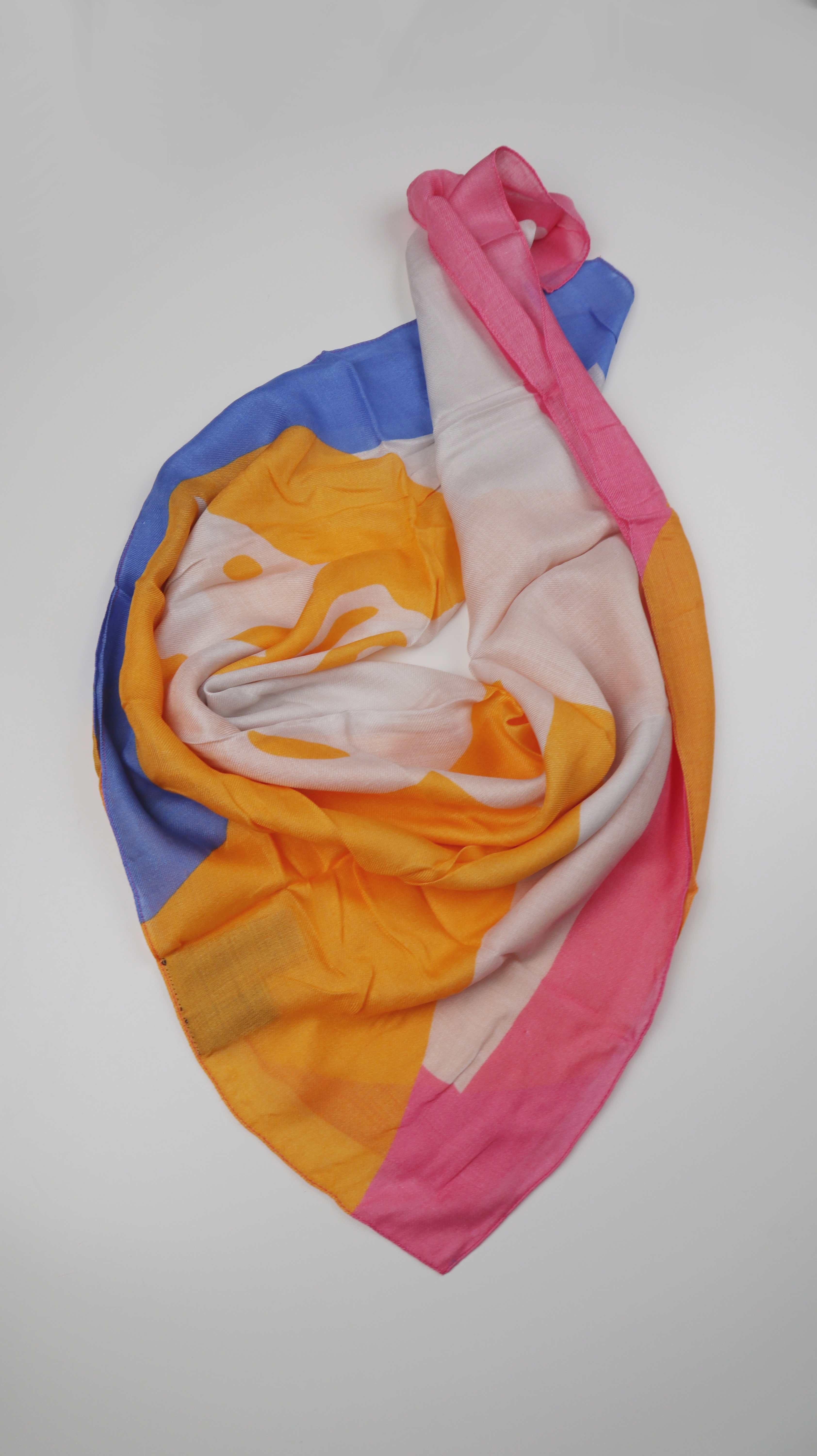Alpha Tauri Tuch Schal Orange blau neu Baumwolltuch