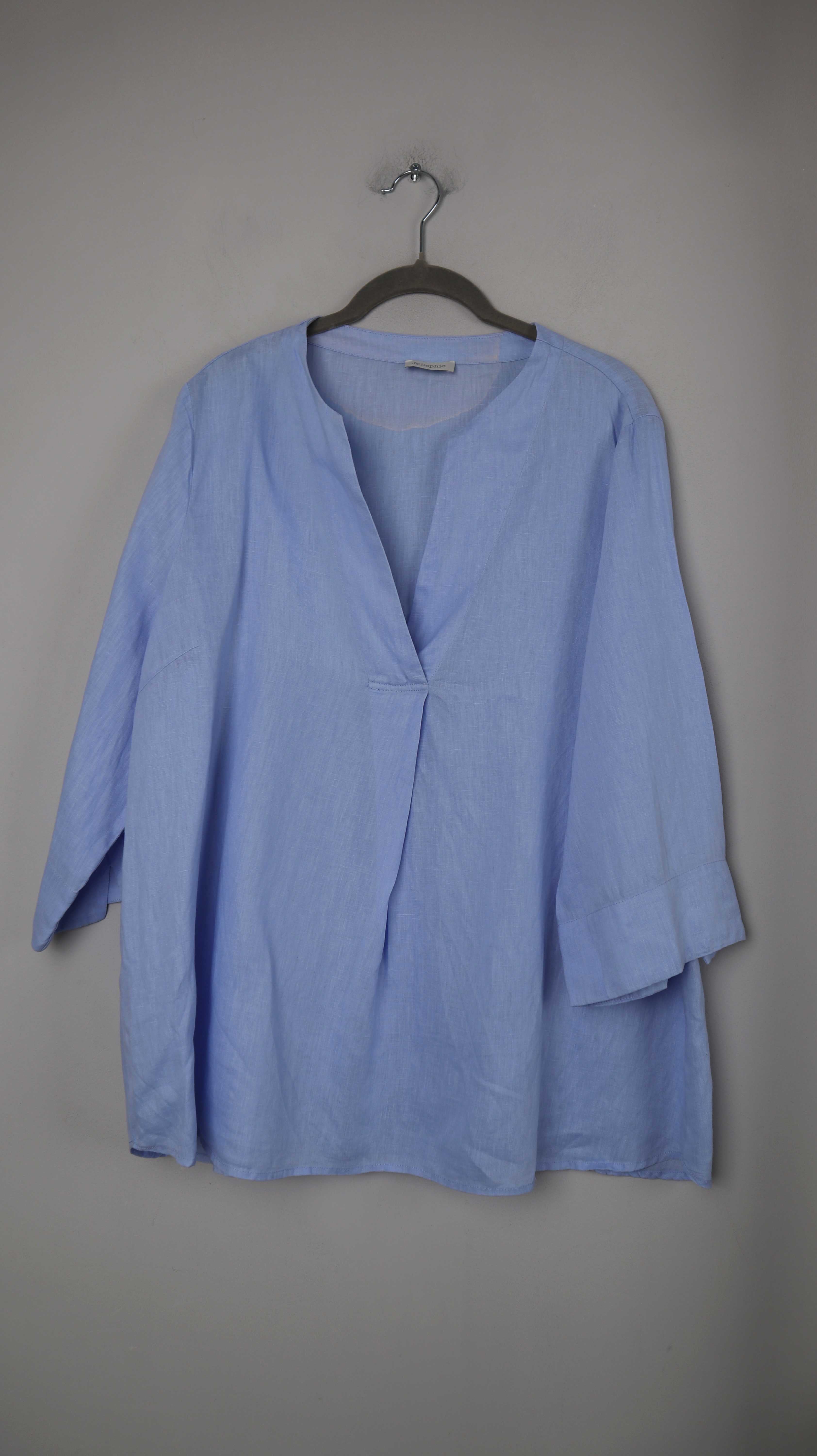 JC Sophie Bluse Blau Shirt Hemd Oberteil basic einfarbig Leinenbluse 40 L