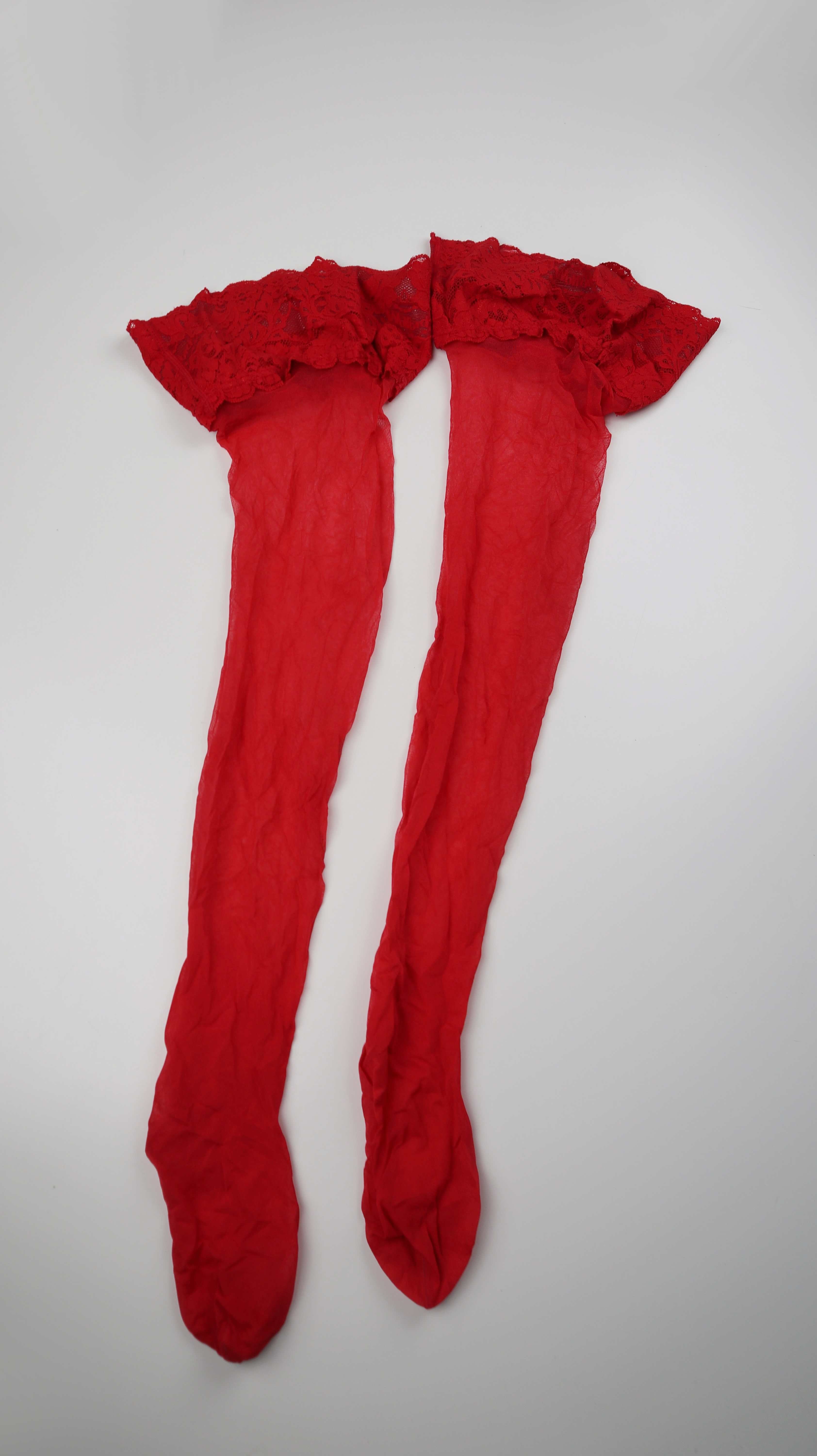 Wolford Strümpfe 40 L Rot Dessoustümpfe halterlos Overknee