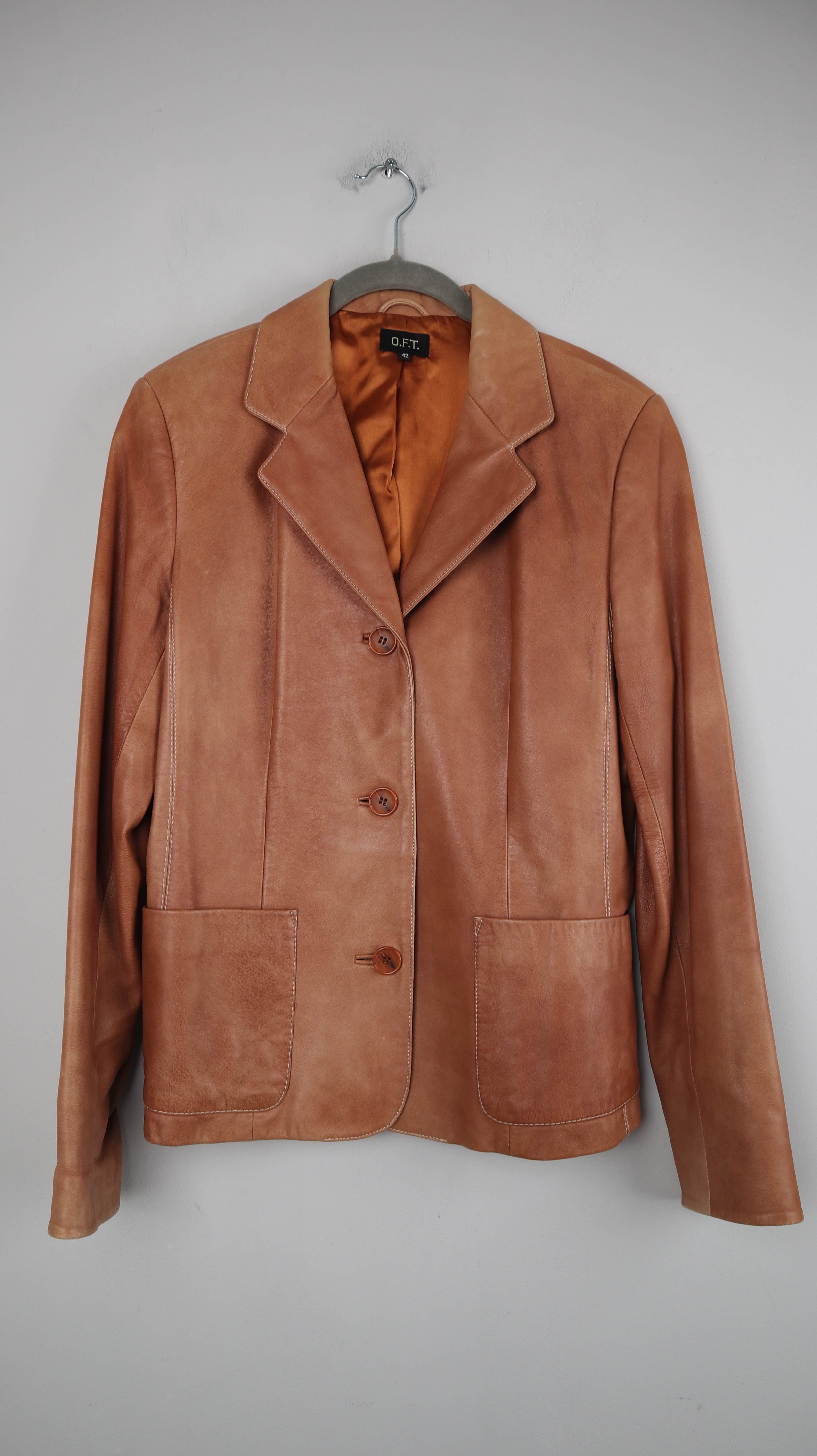 O.F.T. Lederjacke braun Blazer Lederblazer 42 38 M