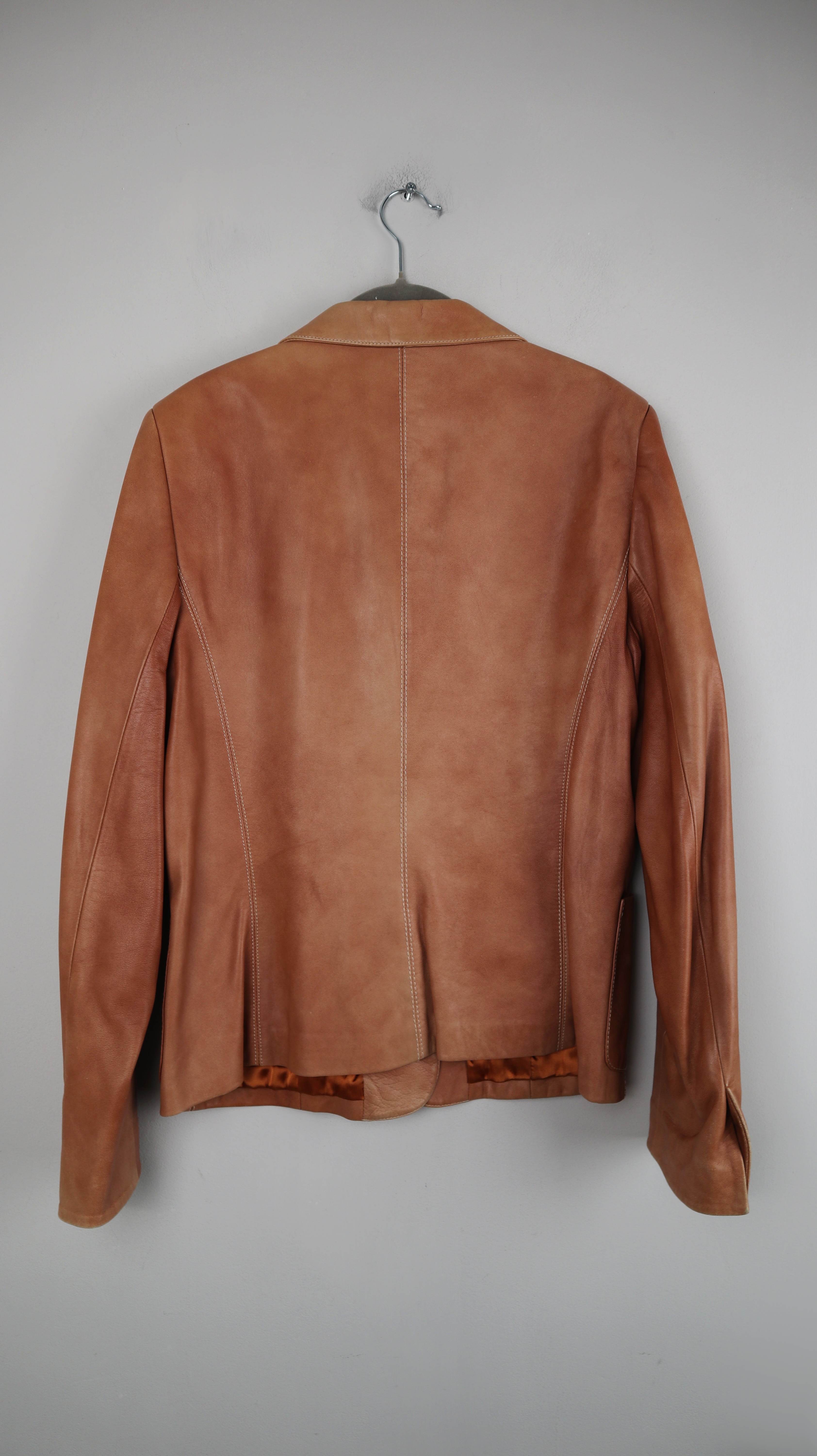 O.F.T. Lederjacke braun Blazer Lederblazer 42 38 M