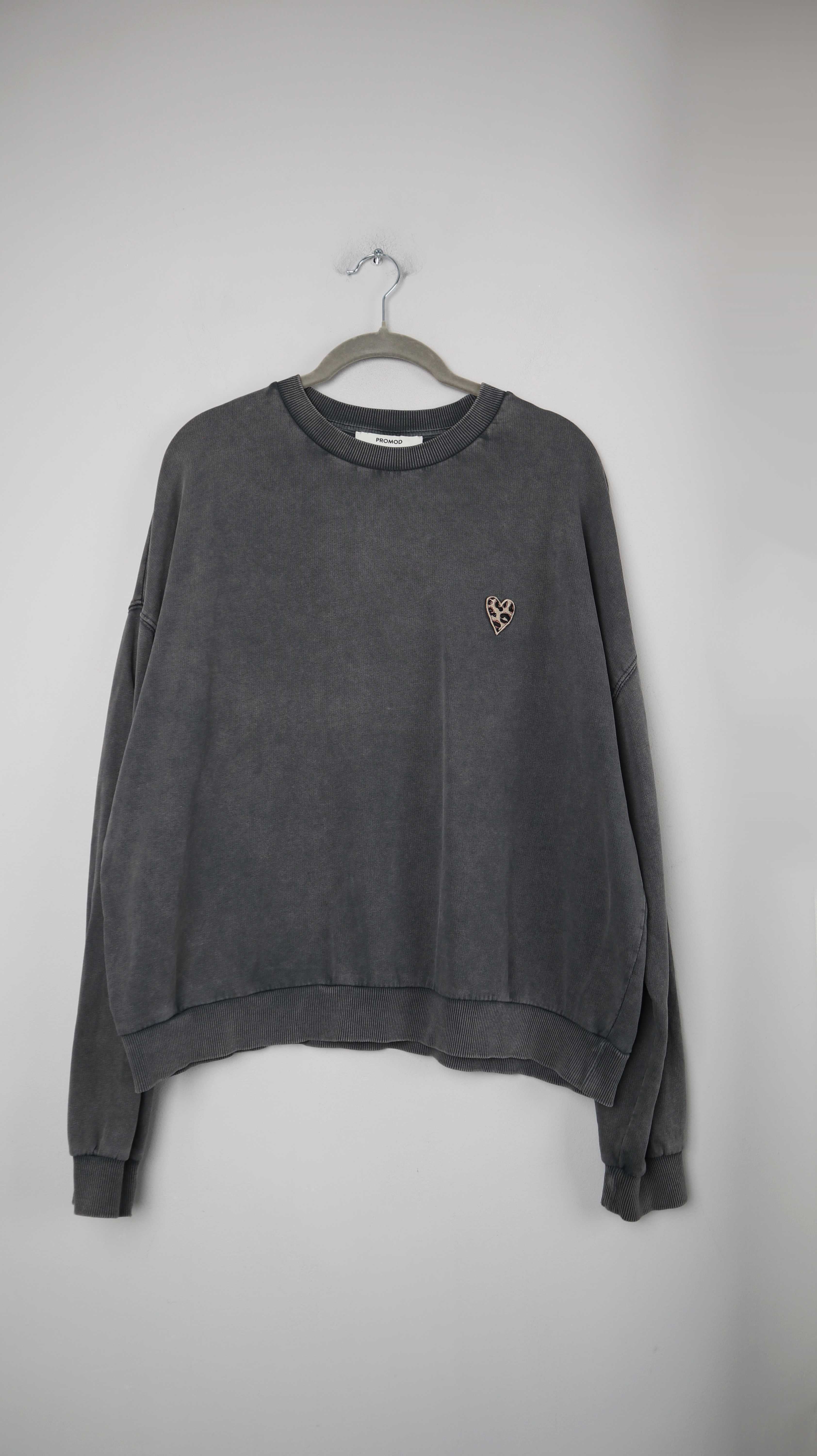 Promod Pullover Sweater Grau Oberteil 38 M basic einfarbig Leo