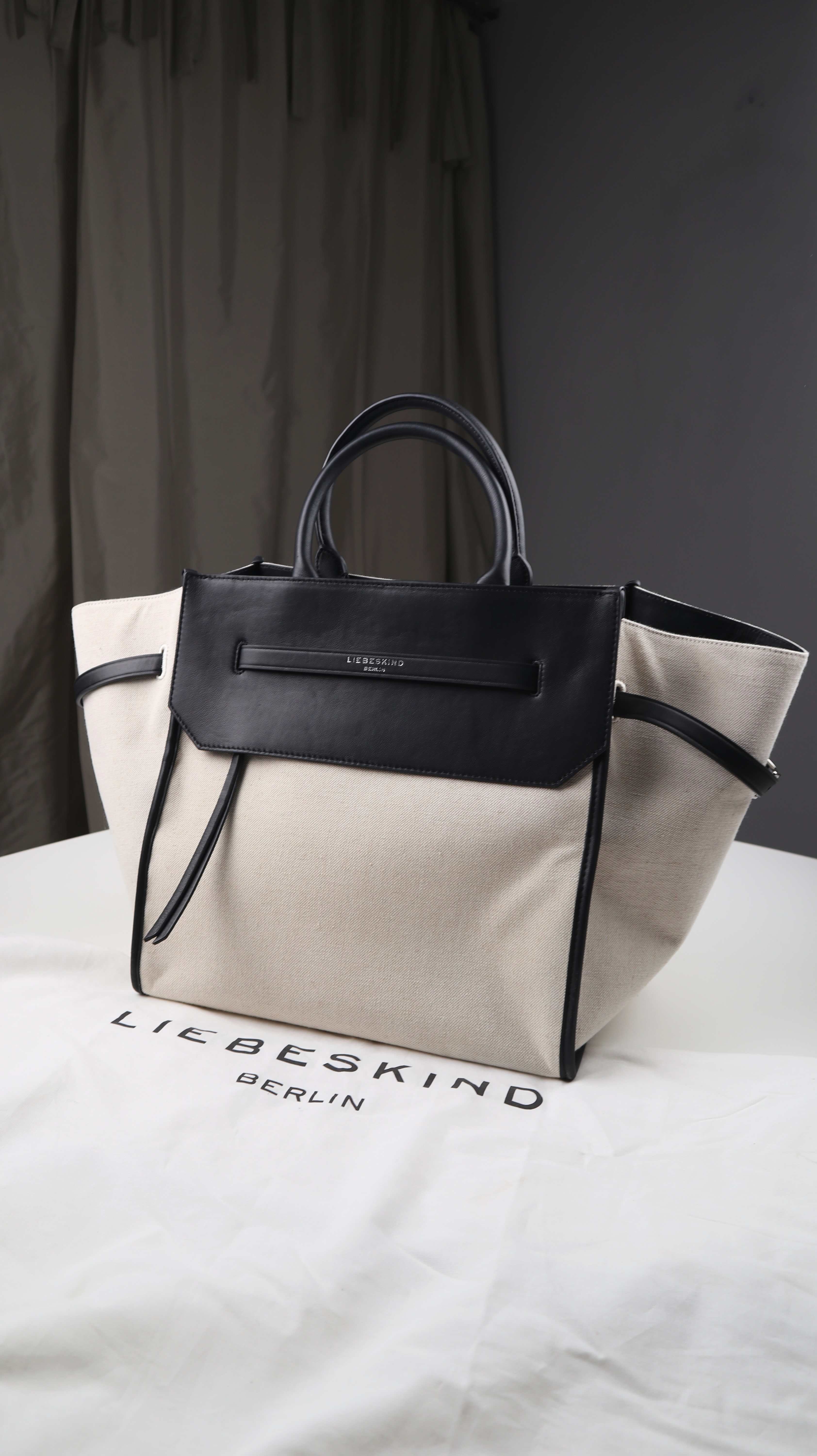 Liebeskind Berlin Lora L Geräumige Tasche Handtasche Beige Schwarz