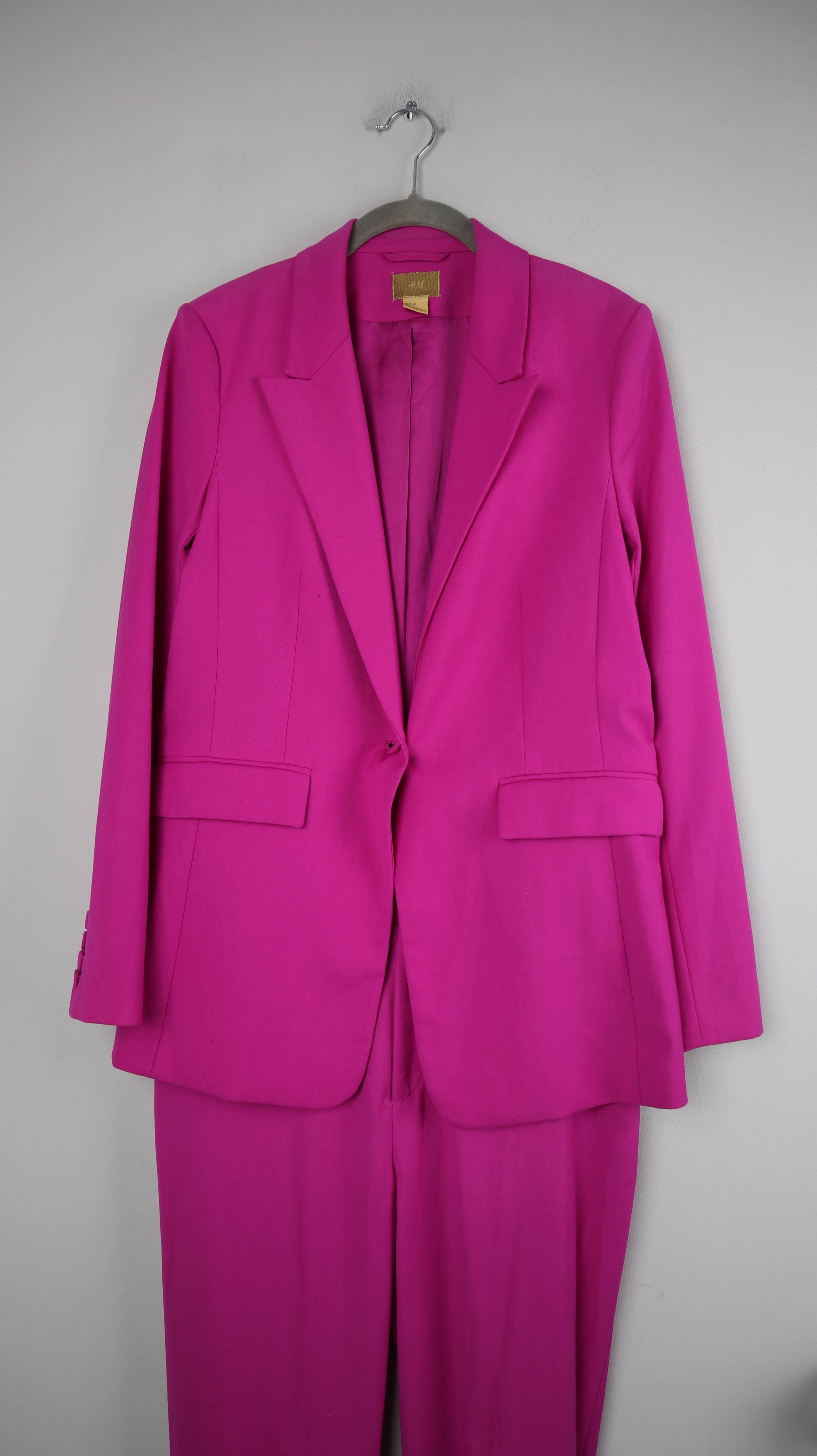 H&M Anzug Blazer Hozenanzug 38 M Pink Fuchsia Set Kostüm