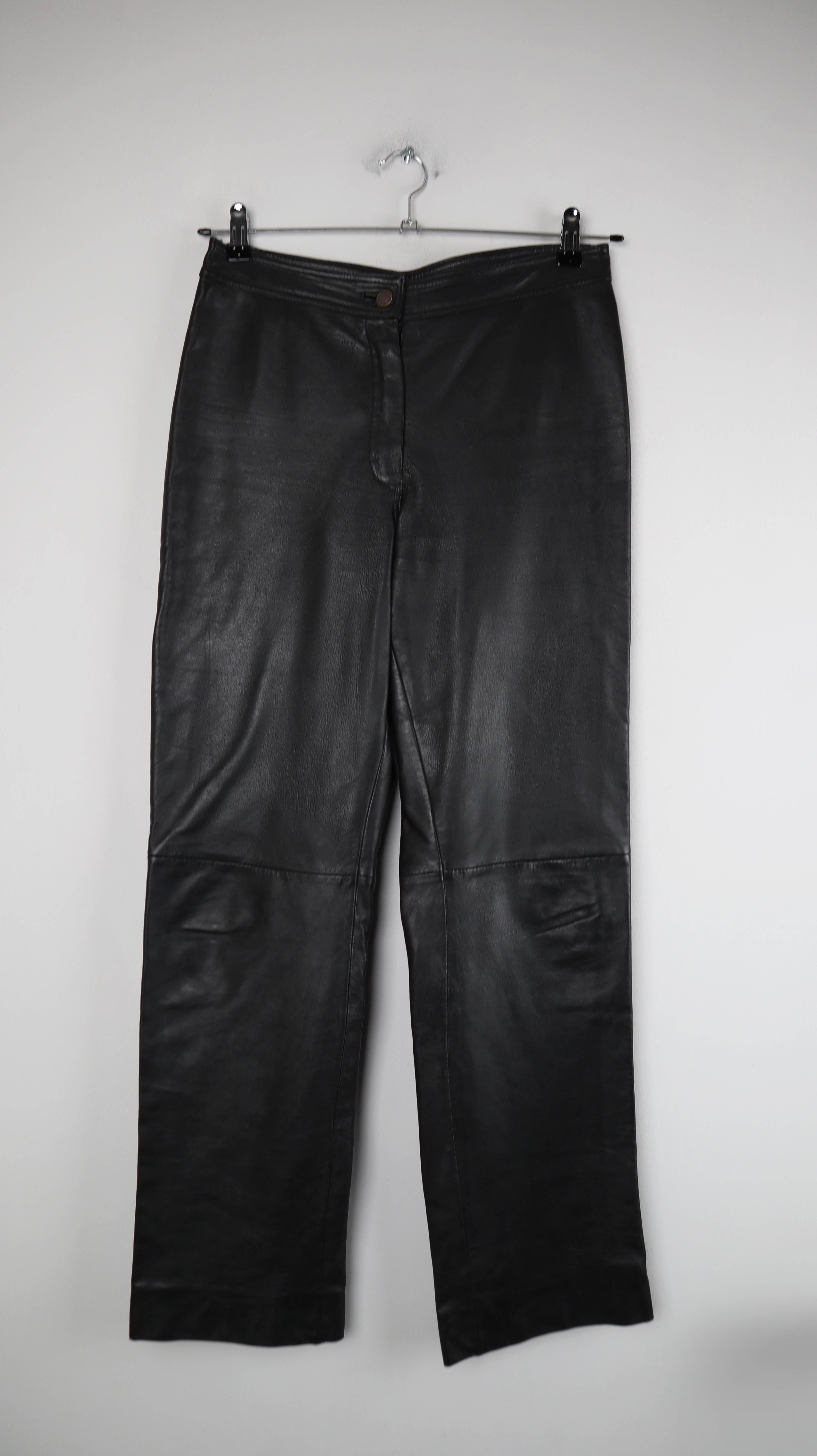 Joy Lederhose schwarz Hose 38 M basic straight leg