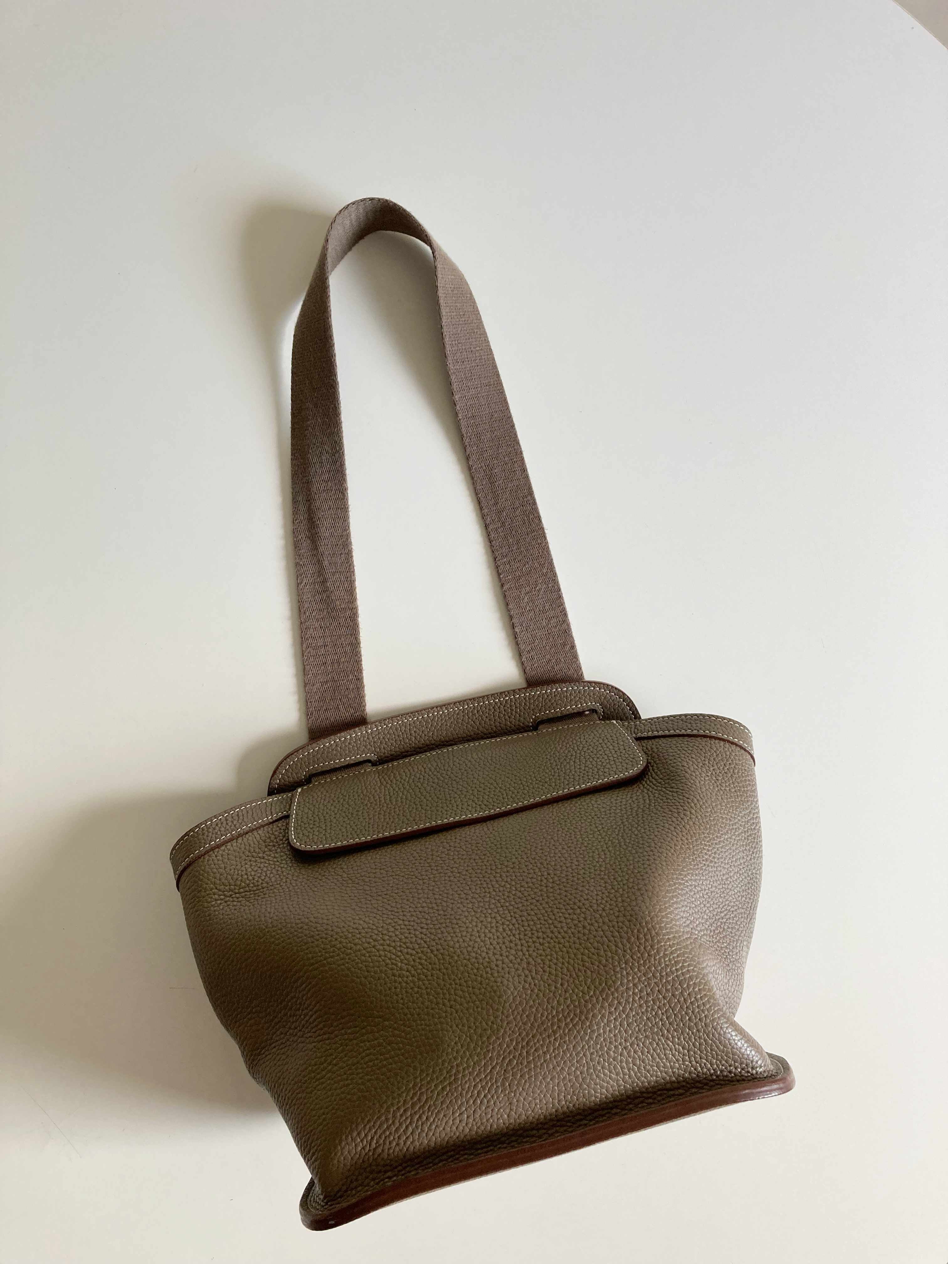 Braune Ledertasche basic Umhängetasche Falttasche Shopper