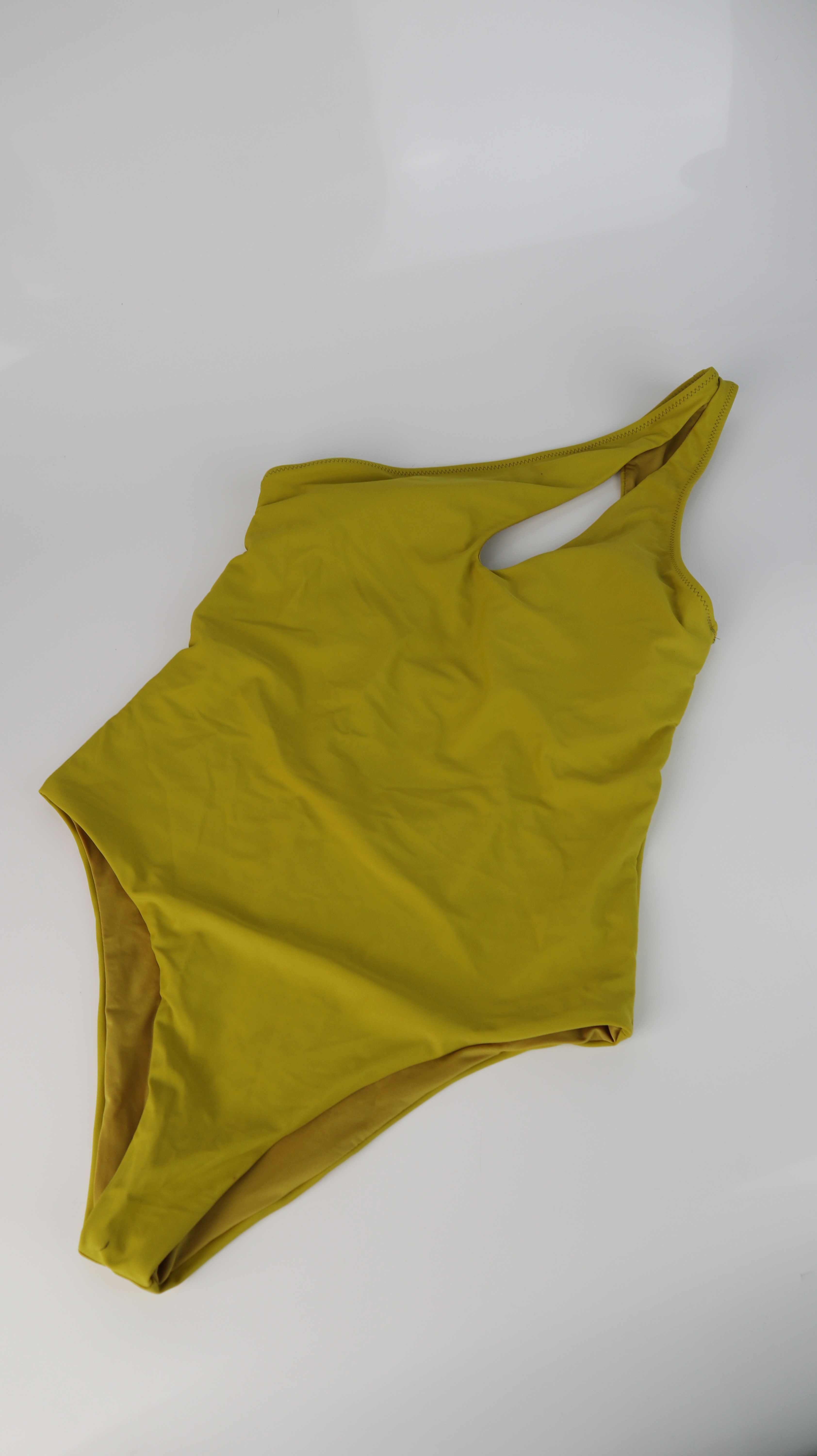Zara Badeanzug gelb 38 M One shoulder Senfgelb einfarbig Einteiler