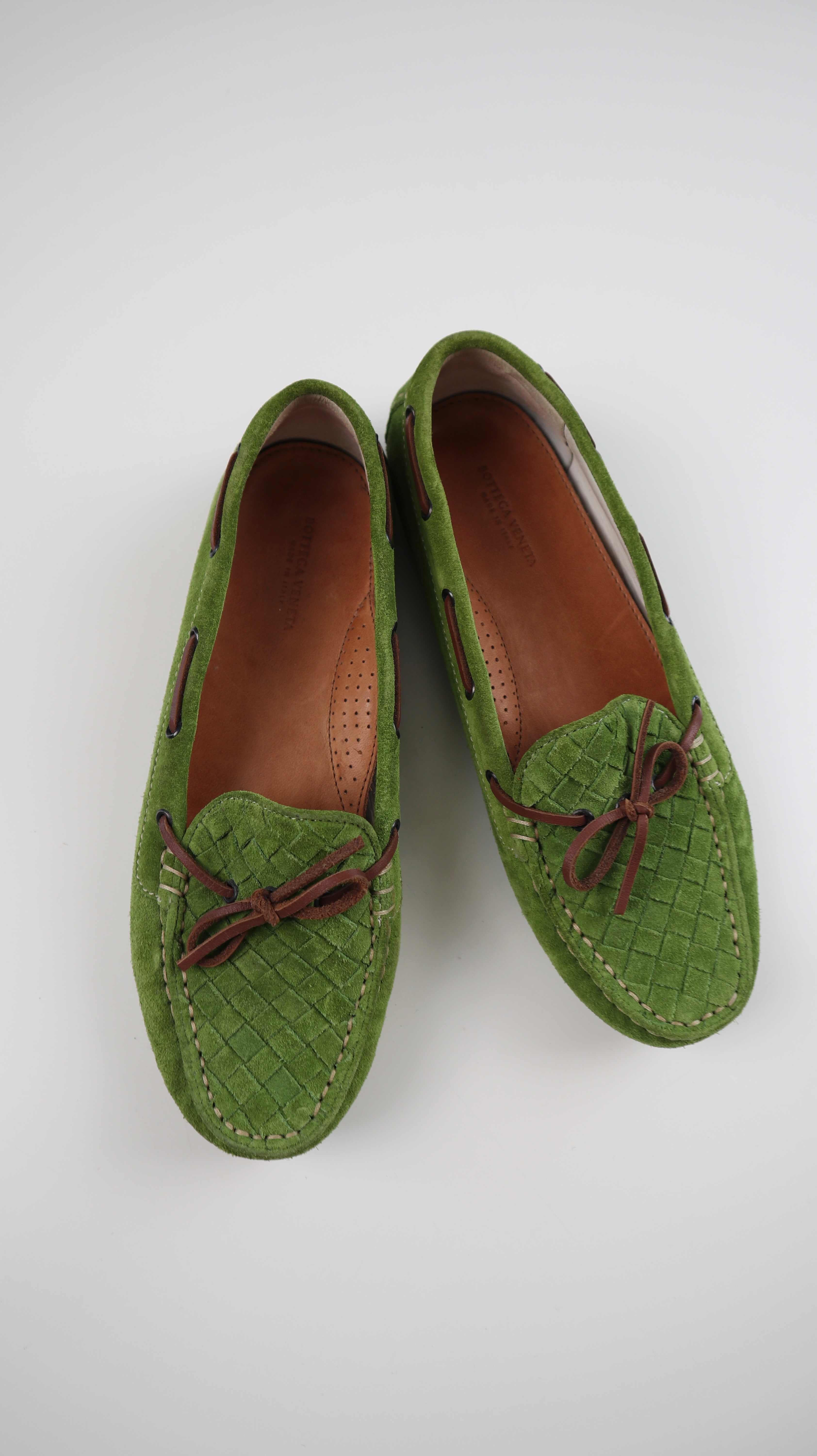 Bottega Veneta Ballerinas Slipper grün Dunkelgrün Wildleder 38 Loafer Mokassins