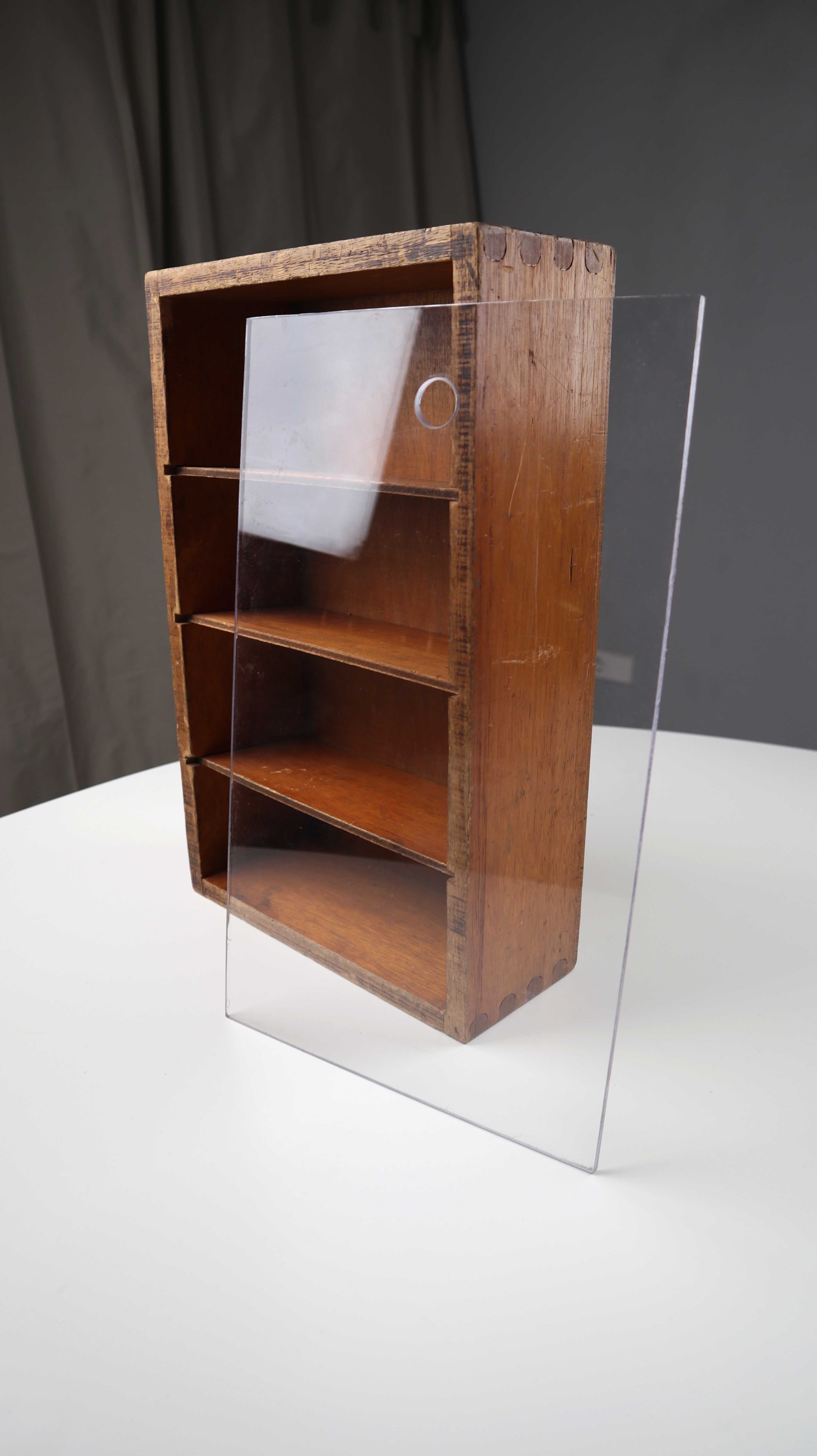 Holzregal Vitrine Schaukasten Vintage Holz Regal Art Deco Plexiglas