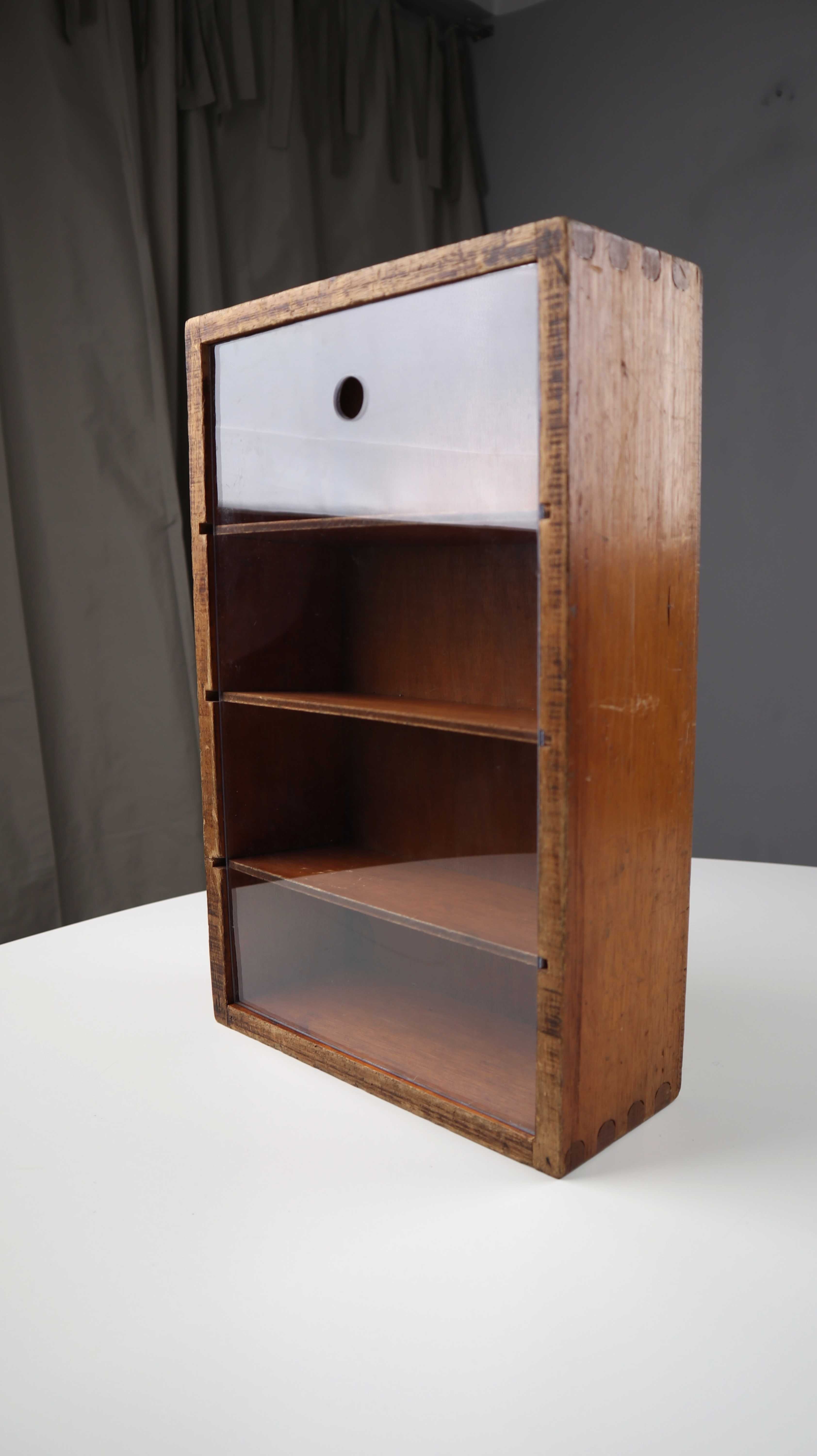 Holzregal Vitrine Schaukasten Vintage Holz Regal Art Deco Plexiglas