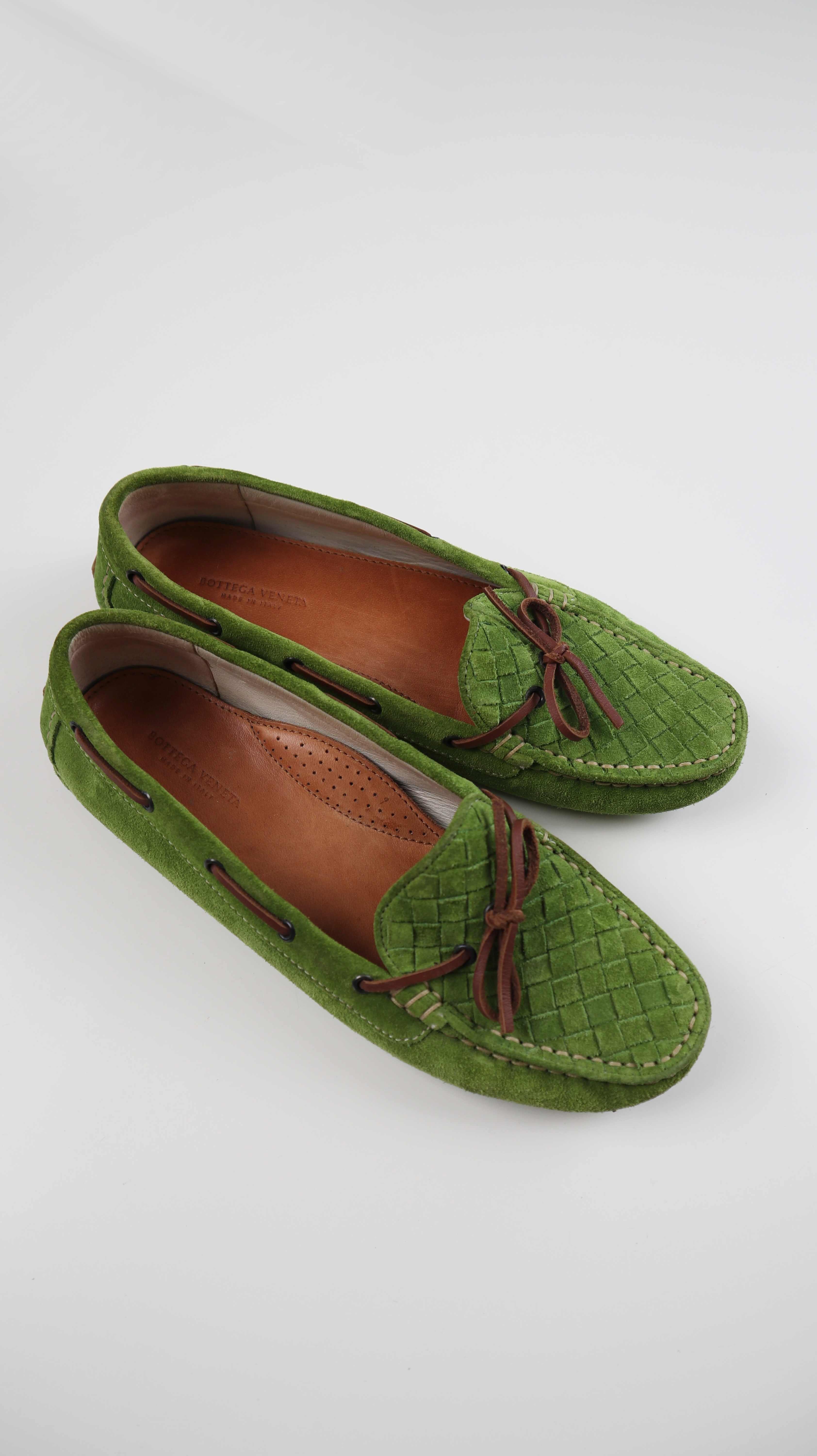 Bottega Veneta Ballerinas Slipper grün Dunkelgrün Wildleder 38 Loafer Mokassins
