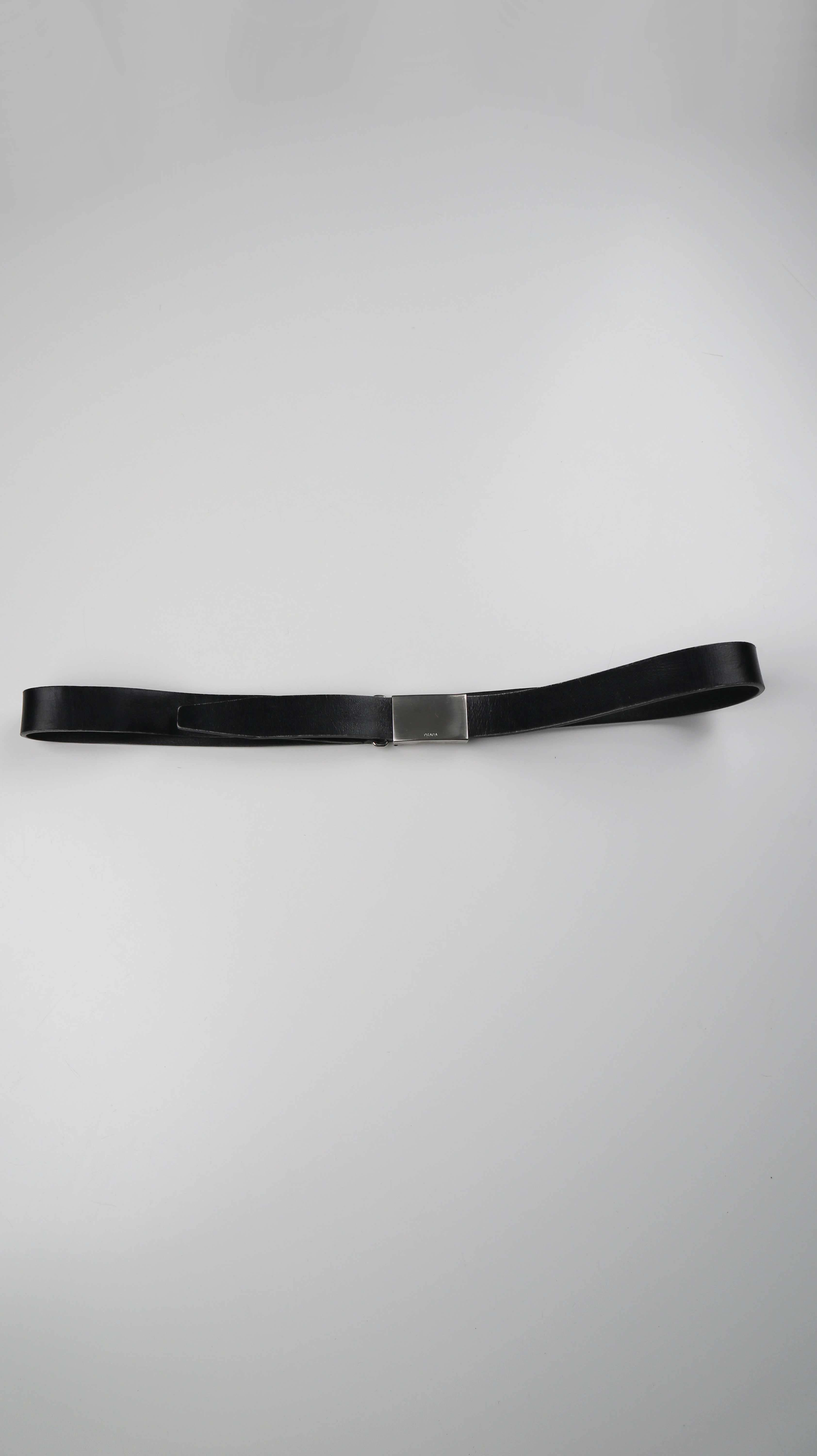 Prada Gürtel schwarz Ledergürtel blank basic silberne Schnalle