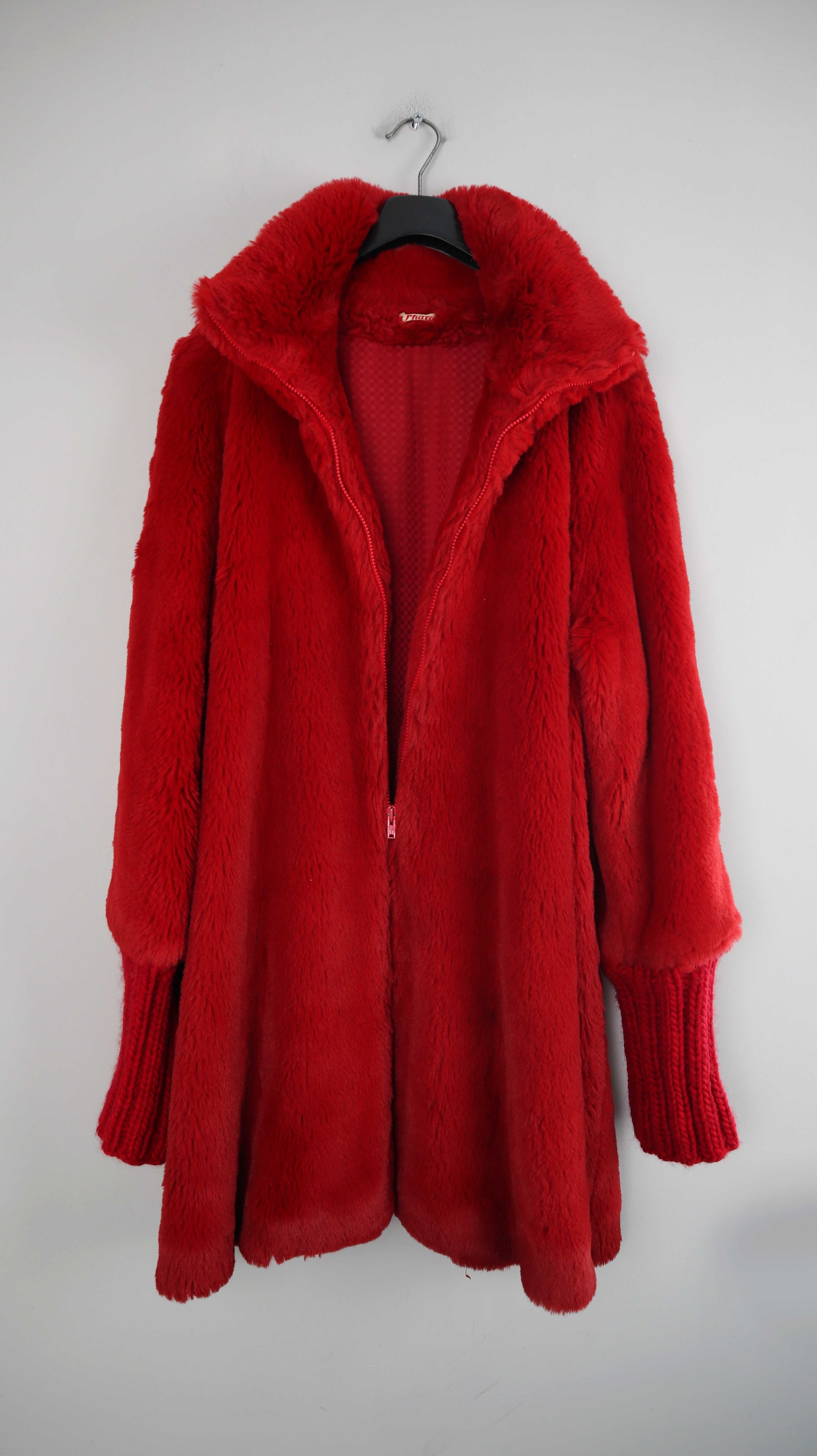 Ohara Mantel rot Kunstfellmantel 40 L Fellmantel basic einfarbig