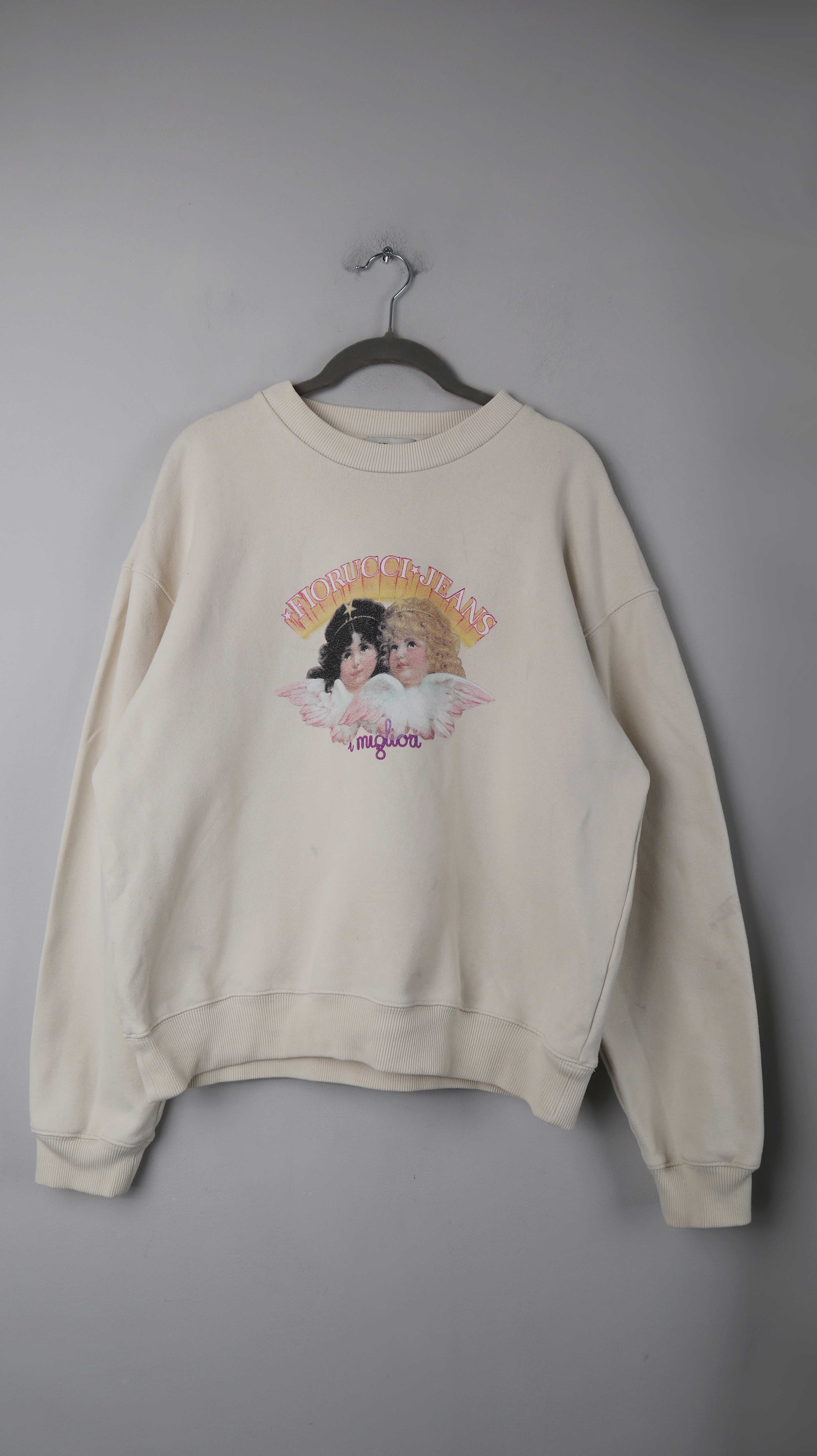 Fiorucci Jeans Pullover Creme Beige Engel Sweater 36 S