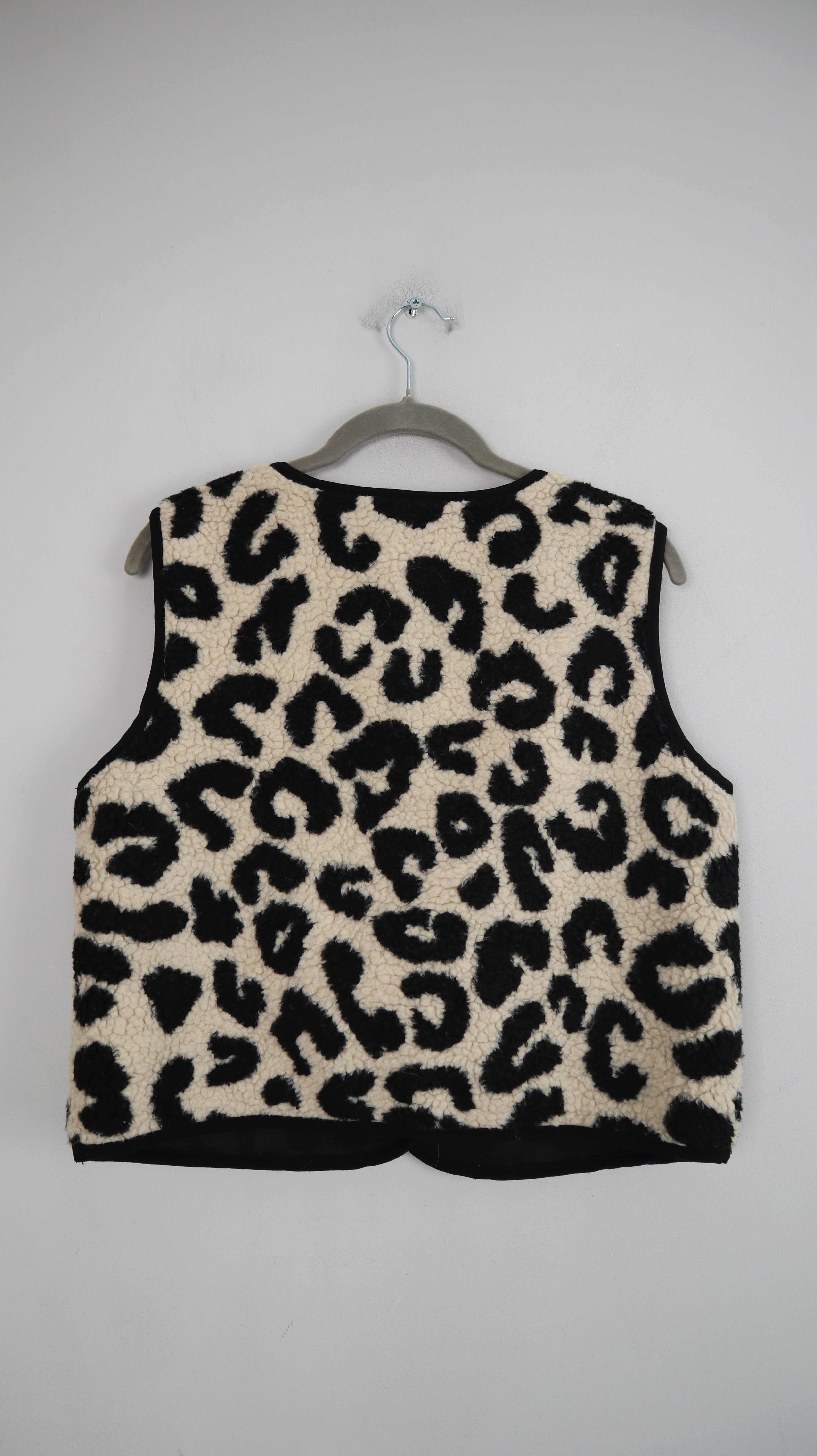 Shein Weste Fleece Leo beige schwarz Oberteil 38 M