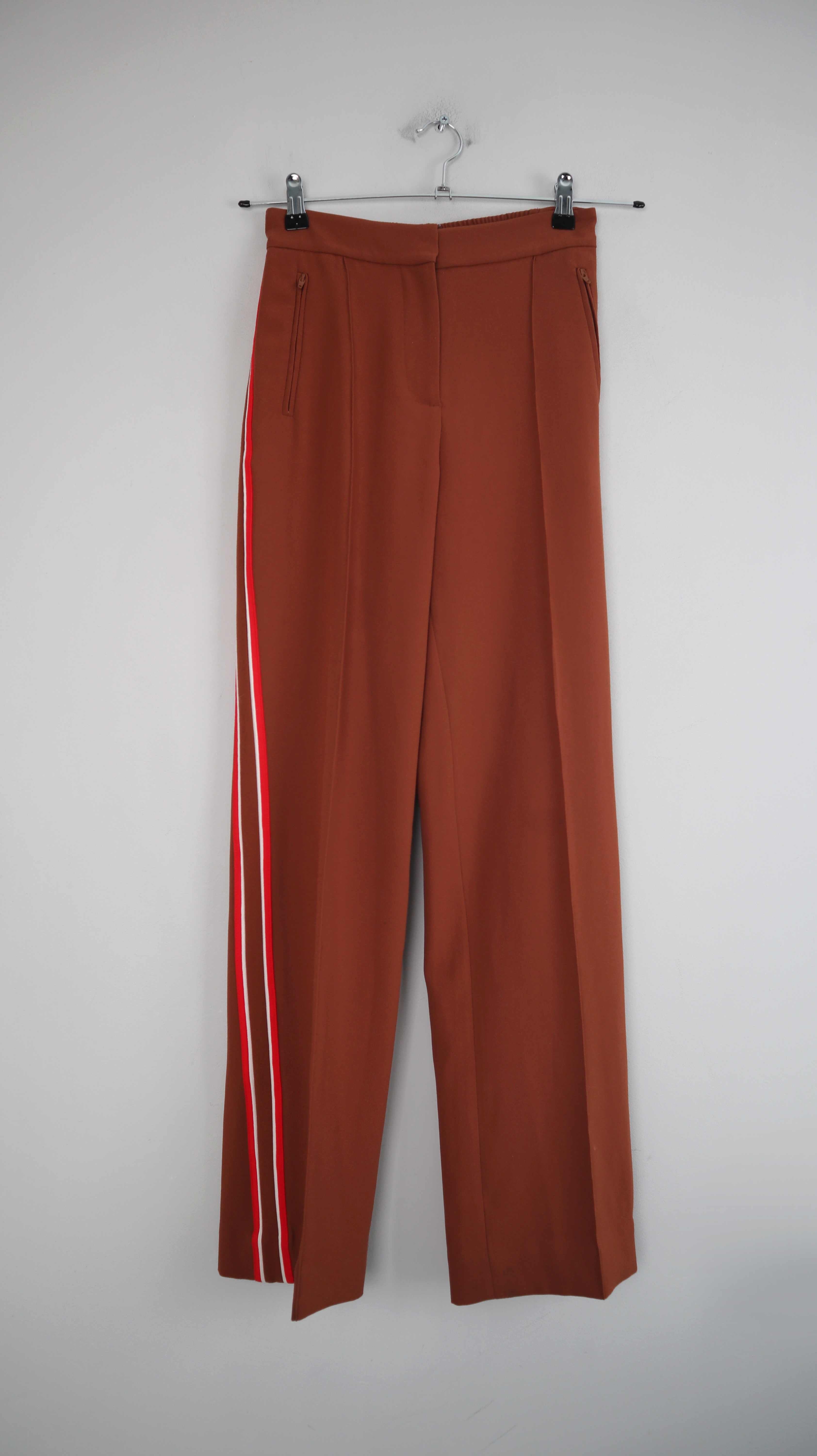 &other stories Hose braun straight 34 XS Stoffhose Streifen rot