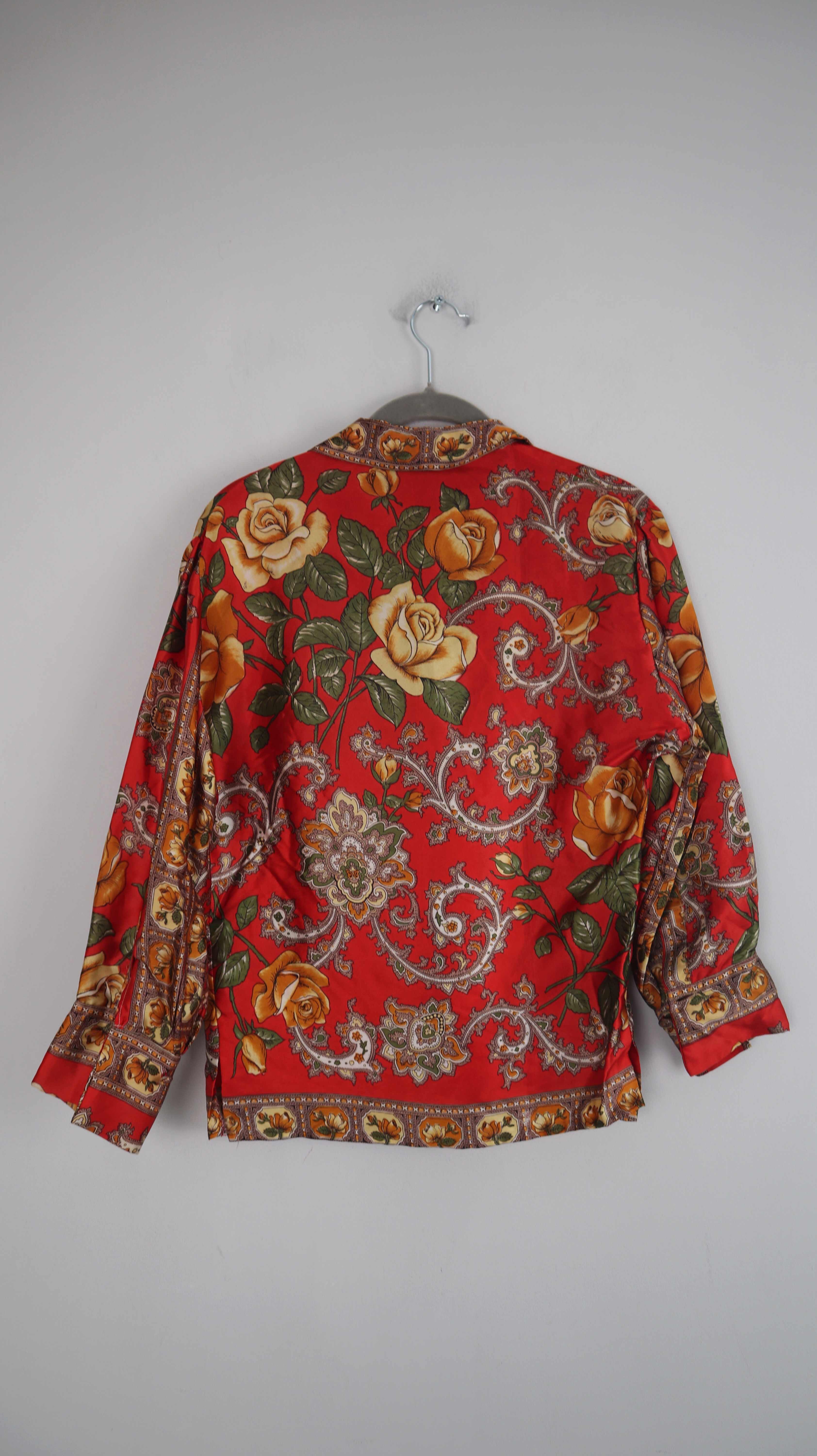 True Vintage Bluse rot 60s 70er Muster Paisley Hemd Oberteil 36 S