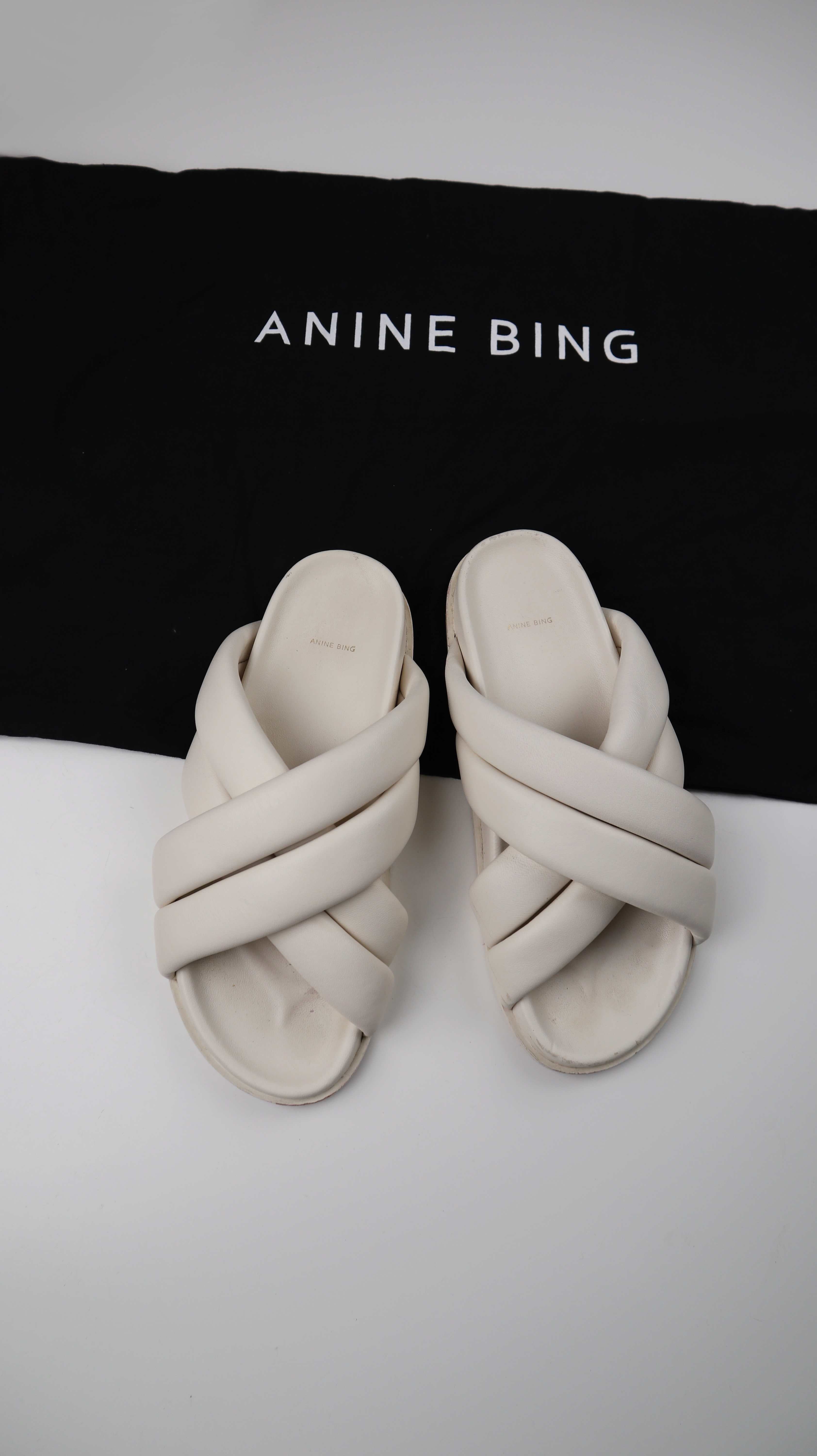 Anine Bing Slipper 40 Loafer Sandalen Creme Beige Lizzie Überkreuzt Slides