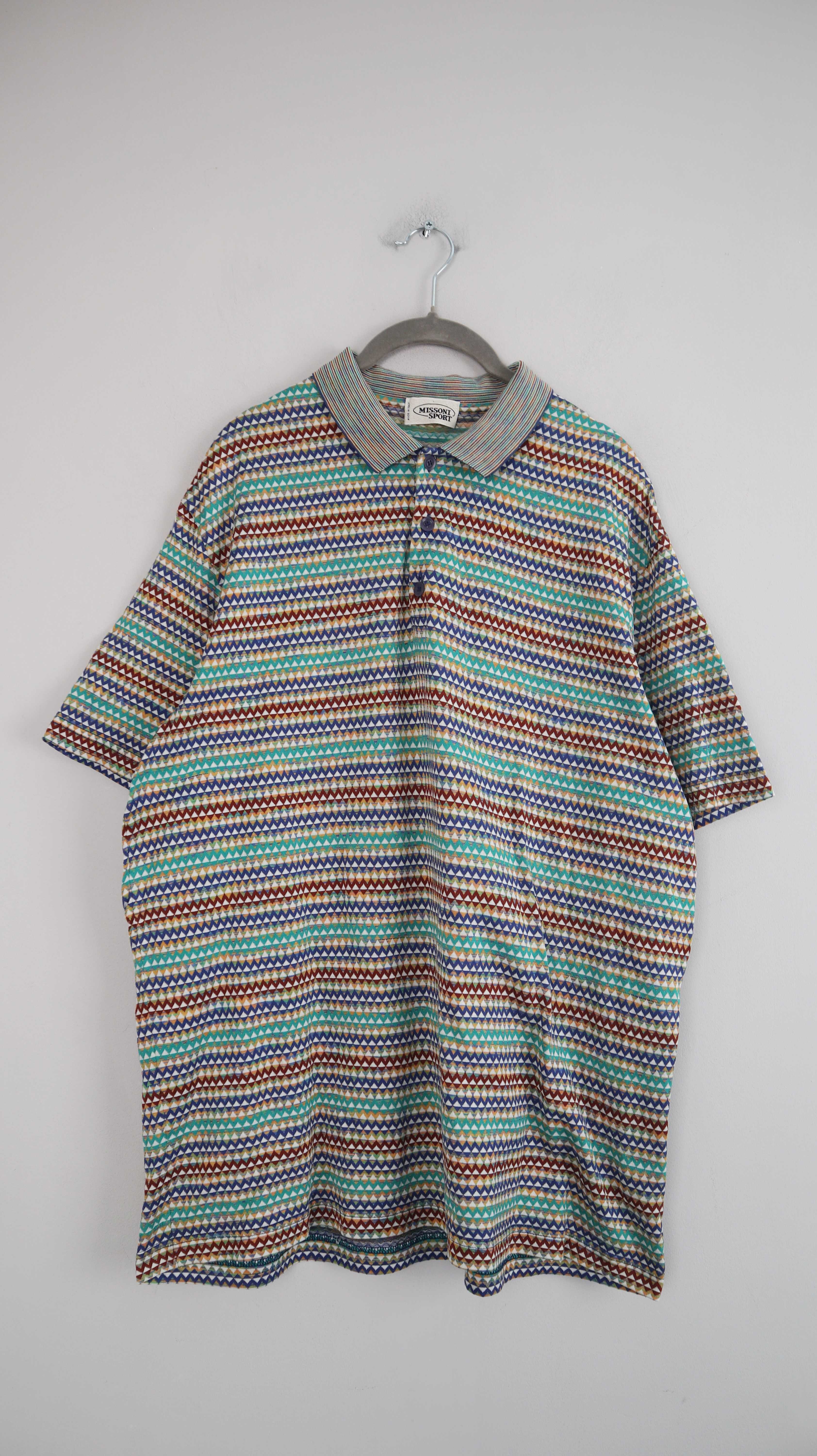 Missoni Sport XL Shirt T-Shirt grün gestreift Poloshirt Streifenshirt