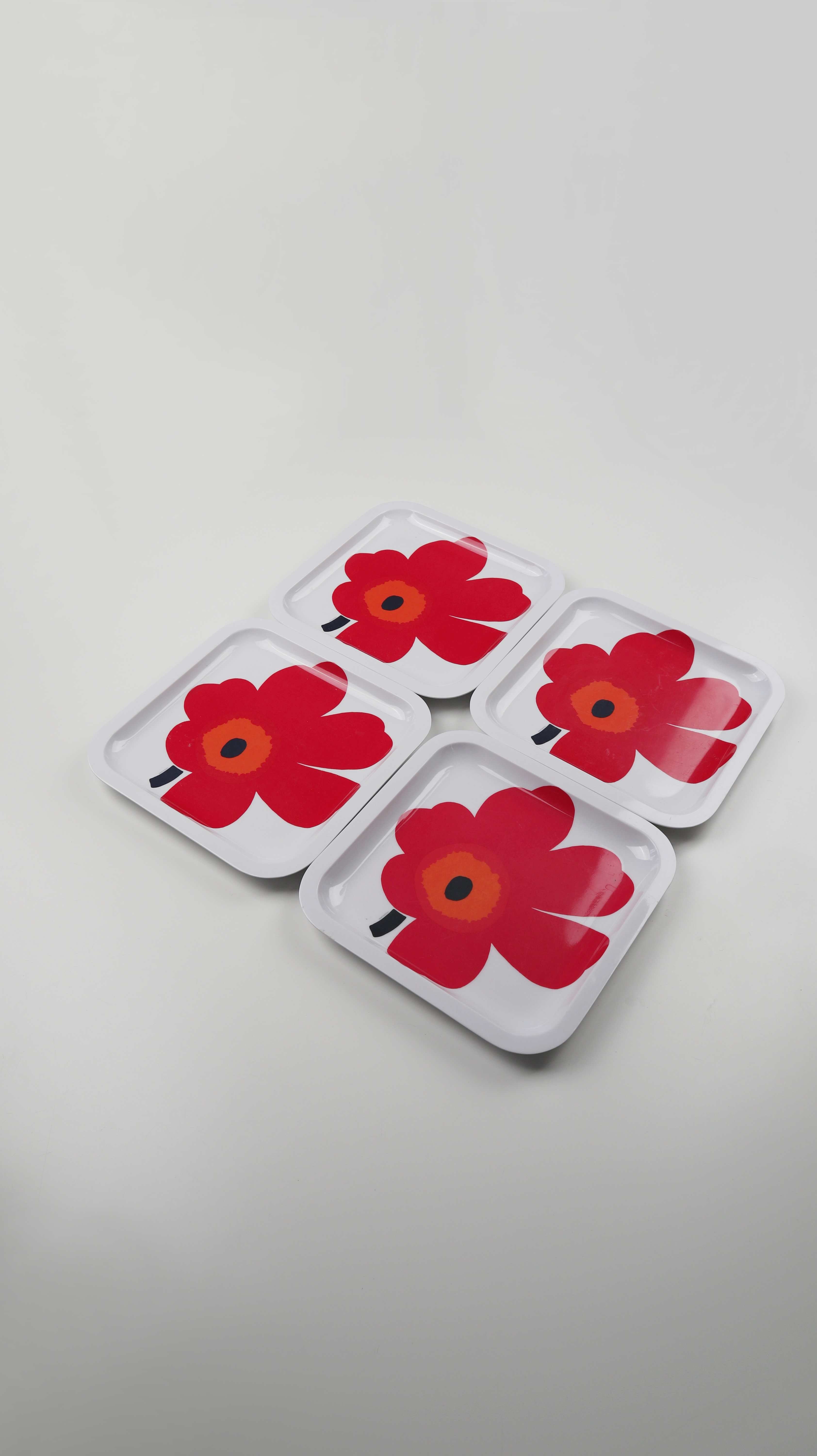 Marimekko Teller Kunststoffteller Set 4 Stück rot Outdoorteller