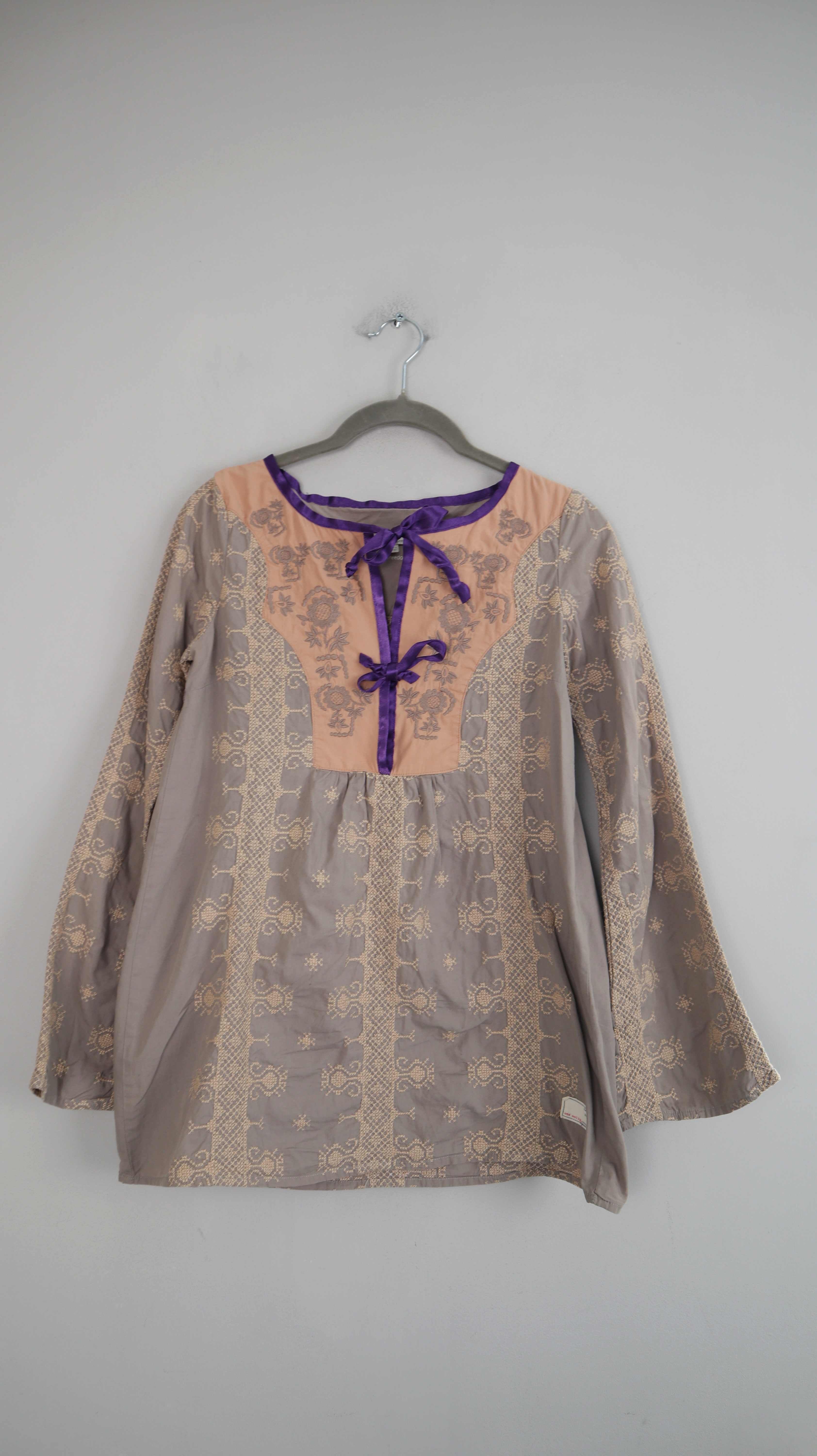 Odd Molly Bluse Hemd Shirt Oberteil grau Flieder 0 XS 34 bestickt