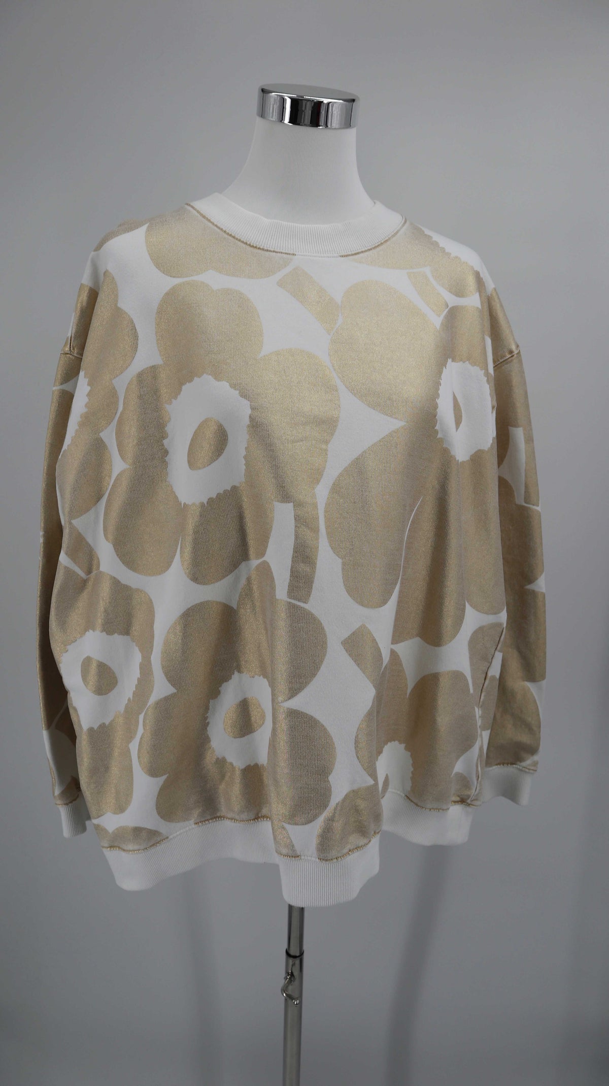 Marimekko Pullover weiß Blumen Gold XXL Sweater erria Unikko Sweatshirt