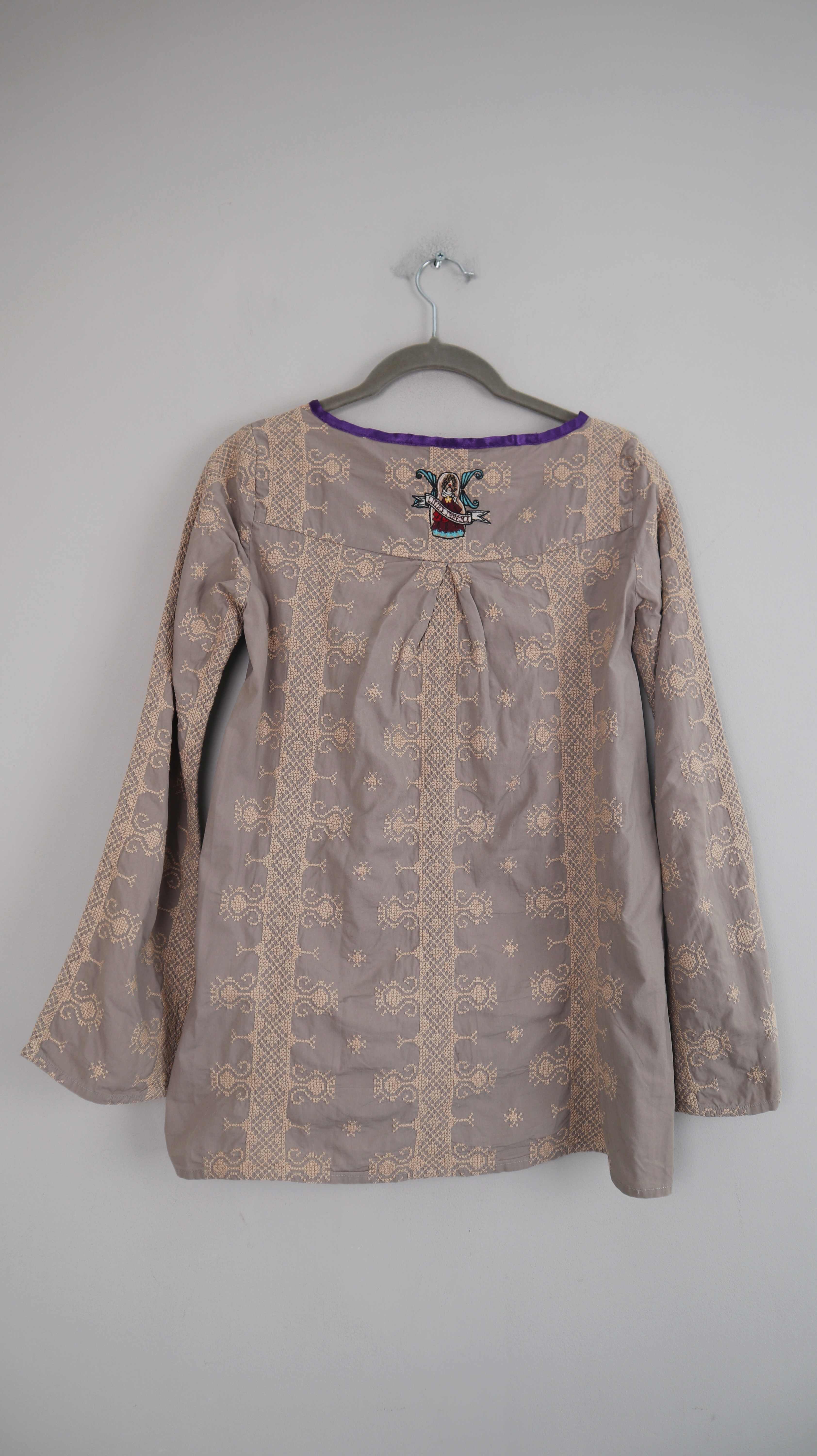 Odd Molly Bluse Hemd Shirt Oberteil grau Flieder 0 XS 34 bestickt