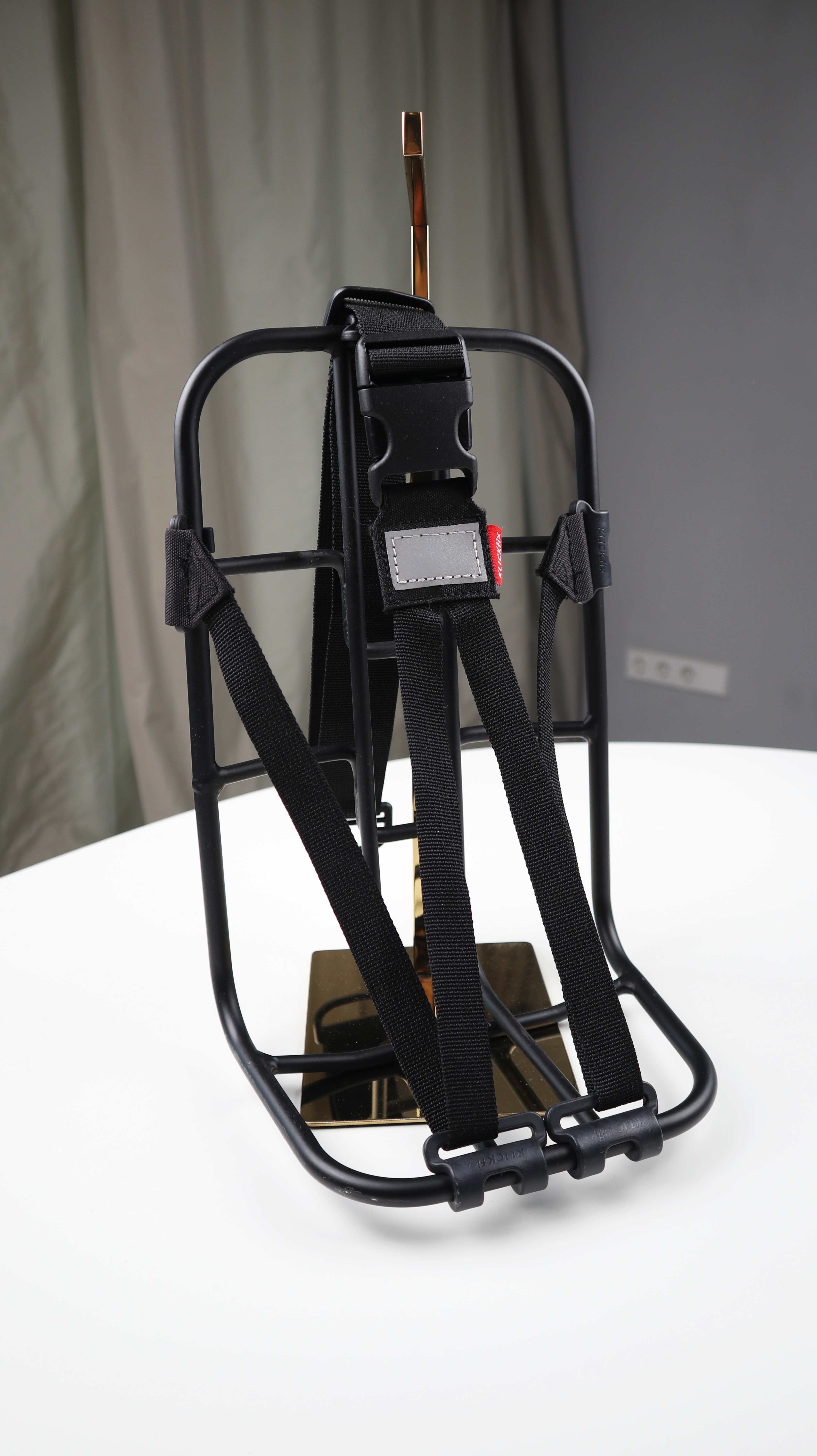 Klickfix 1912S Universal-Träger Vario-Rack mit Gurtband schwarz Gepäckträger