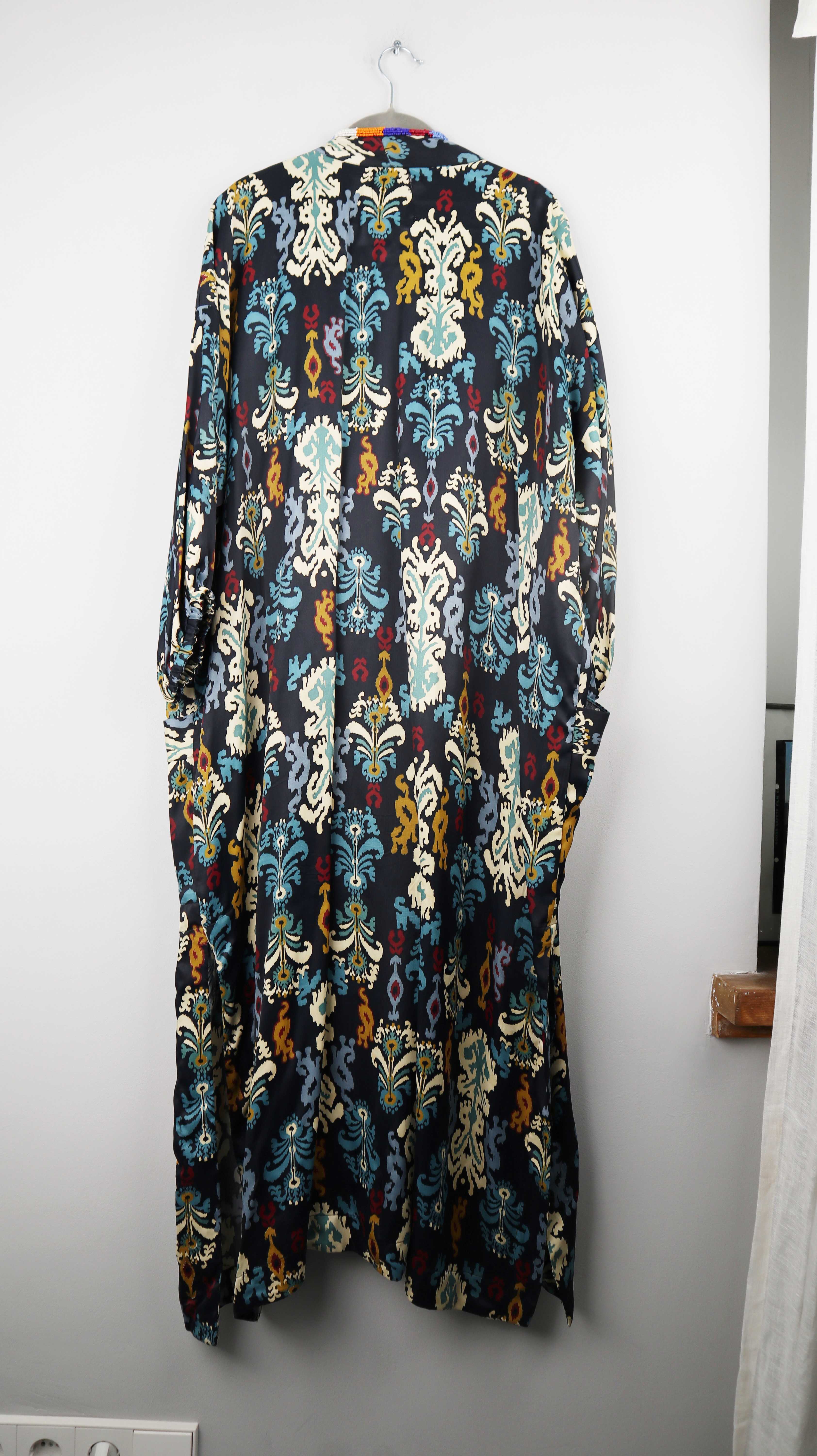 Zara Kimono Anzug bunt Perlenbestickt bestickt 36 S Bademantel Kaftan