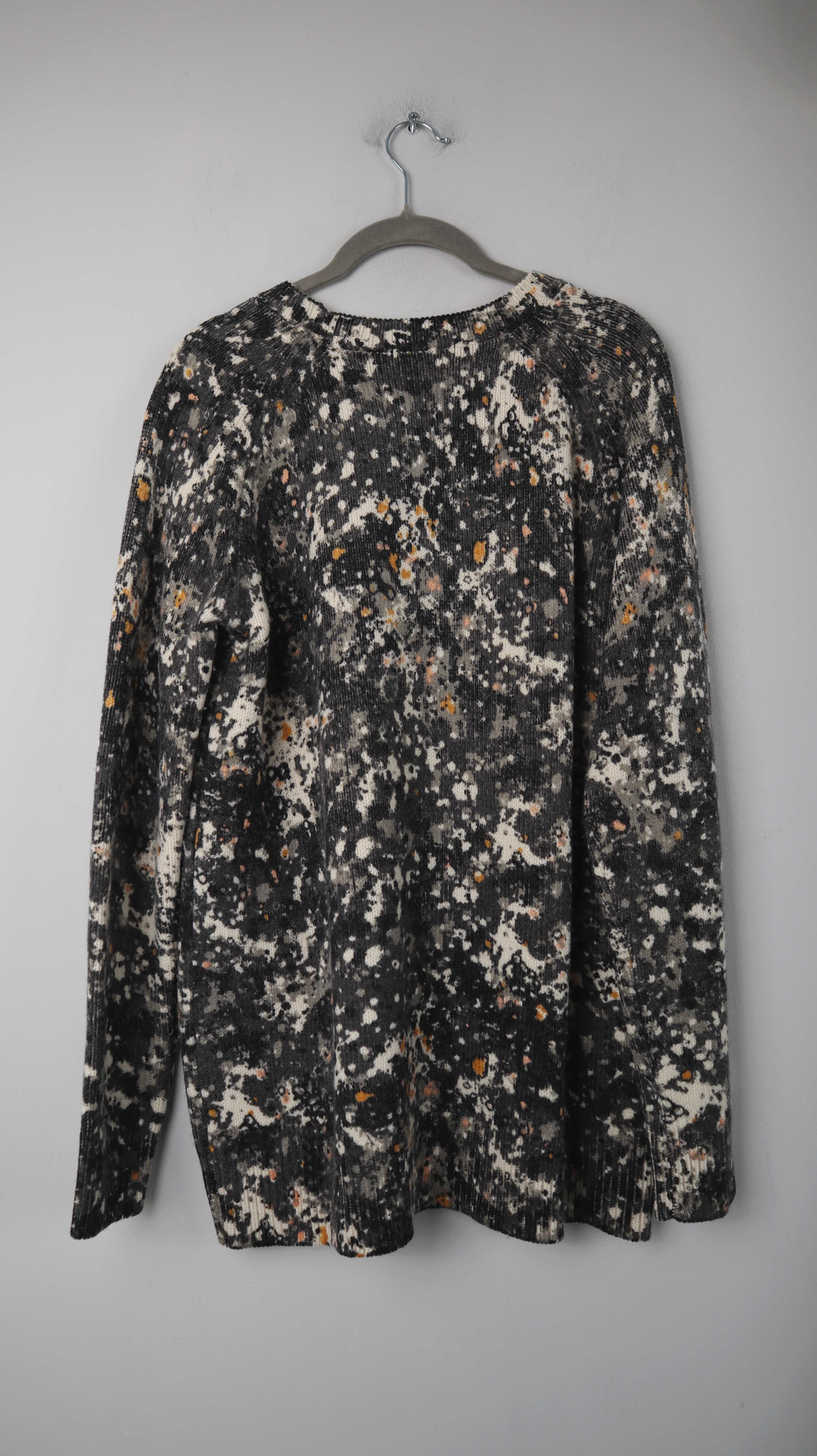 COS Pullover Grau Wolle L Orange Sweater Wollpullover gemustert
