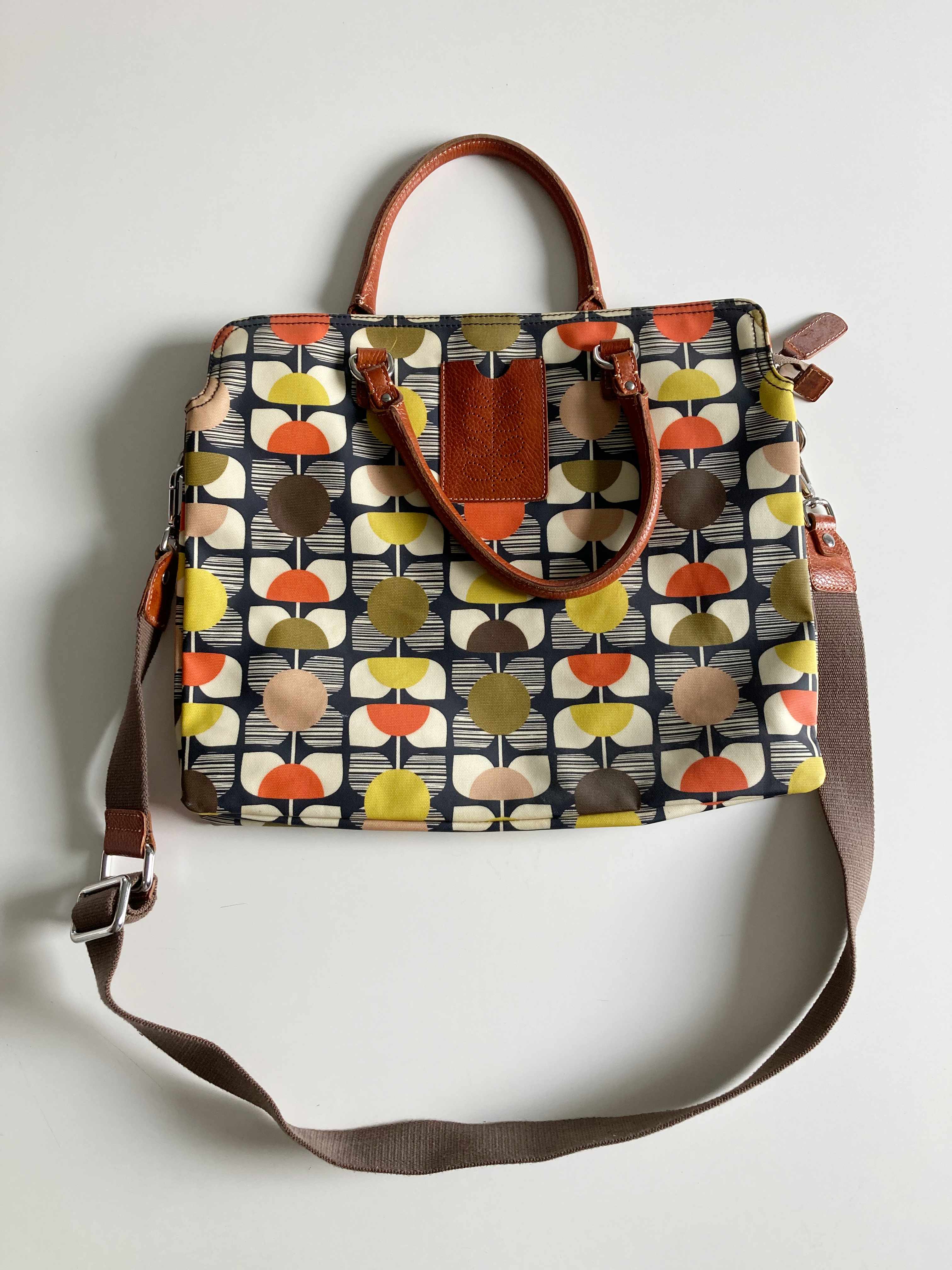 Orla Kiely Tasche Bunt Umhängetasche Leder Handtasche Planentasche neu