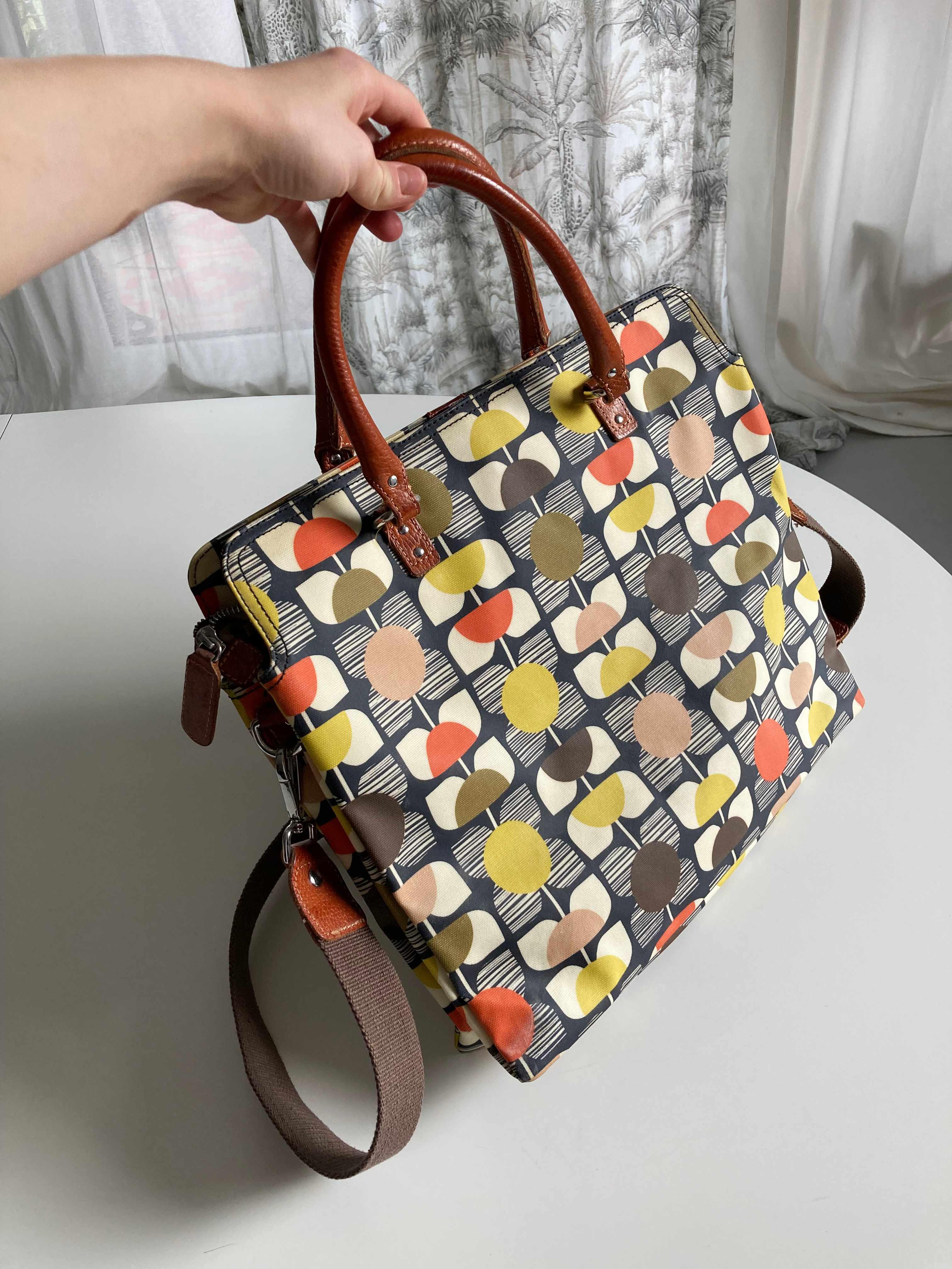 Orla Kiely Tasche Bunt Umhängetasche Leder Handtasche Planentasche neu