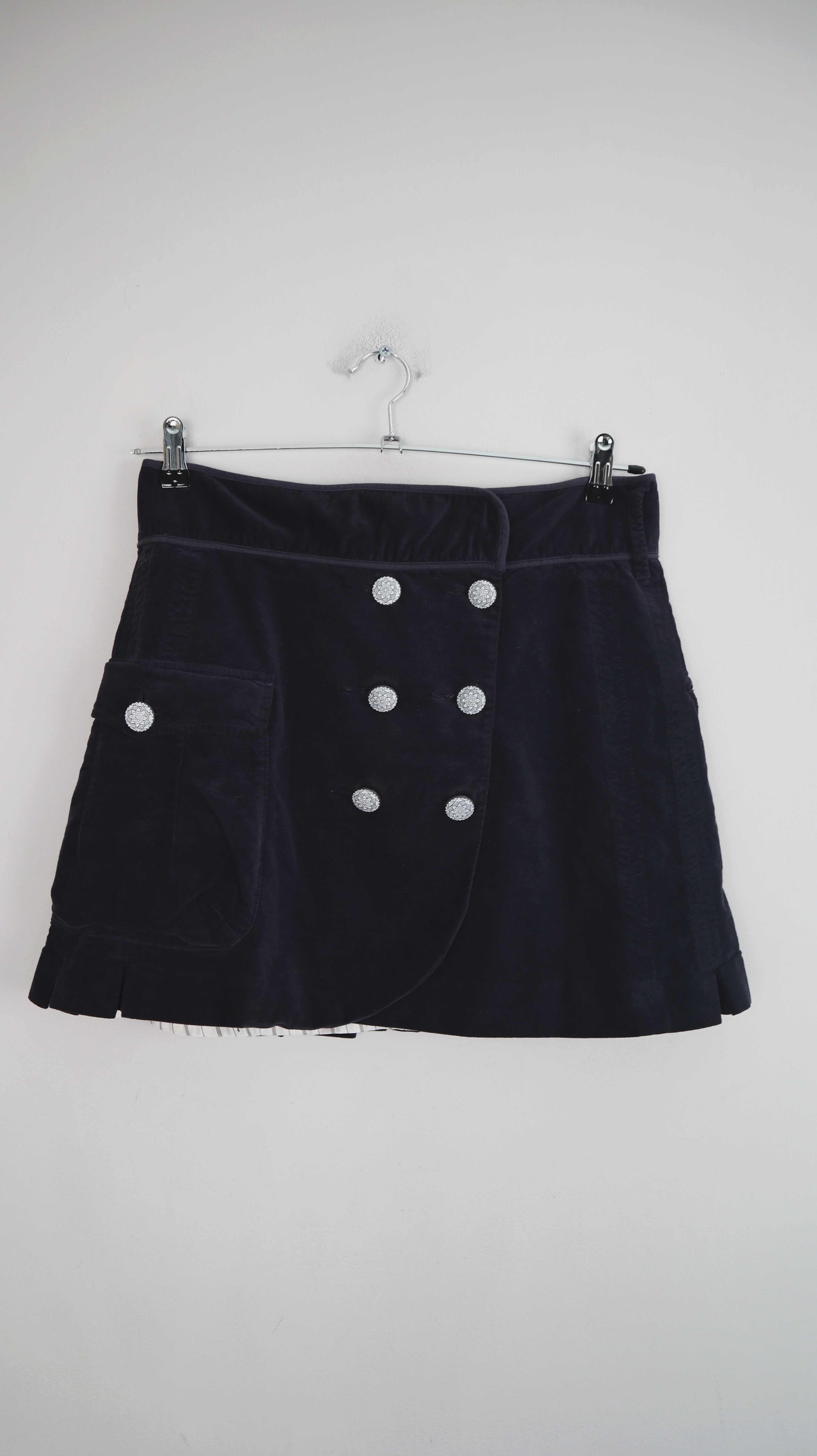 Closed Rock Samt dunkelblau Blau Wickelrock 36 S Samtrock geknöpft