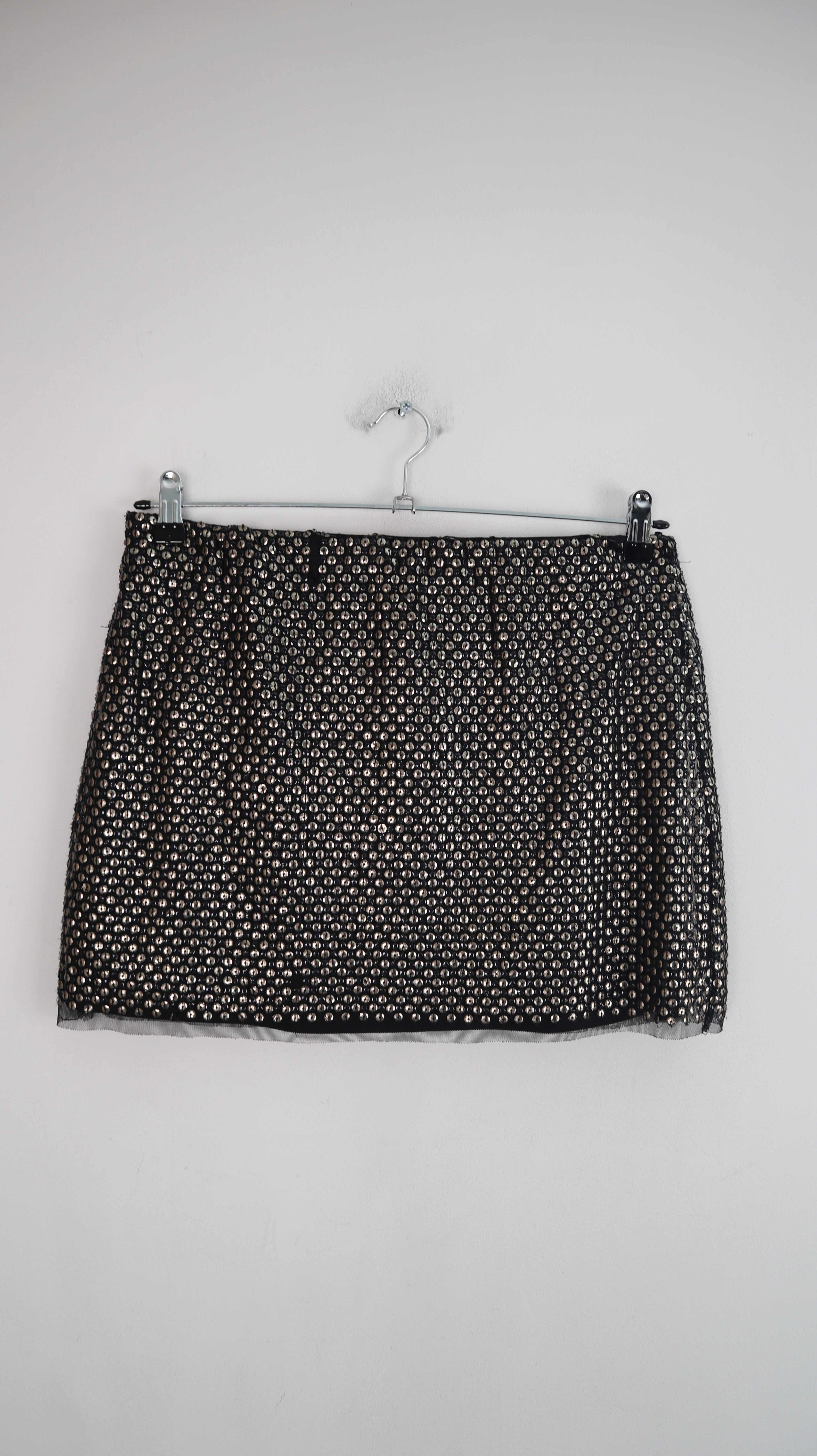 Zara Rock Minirock Pailette Pailettenrock schwarz 38 M kurz