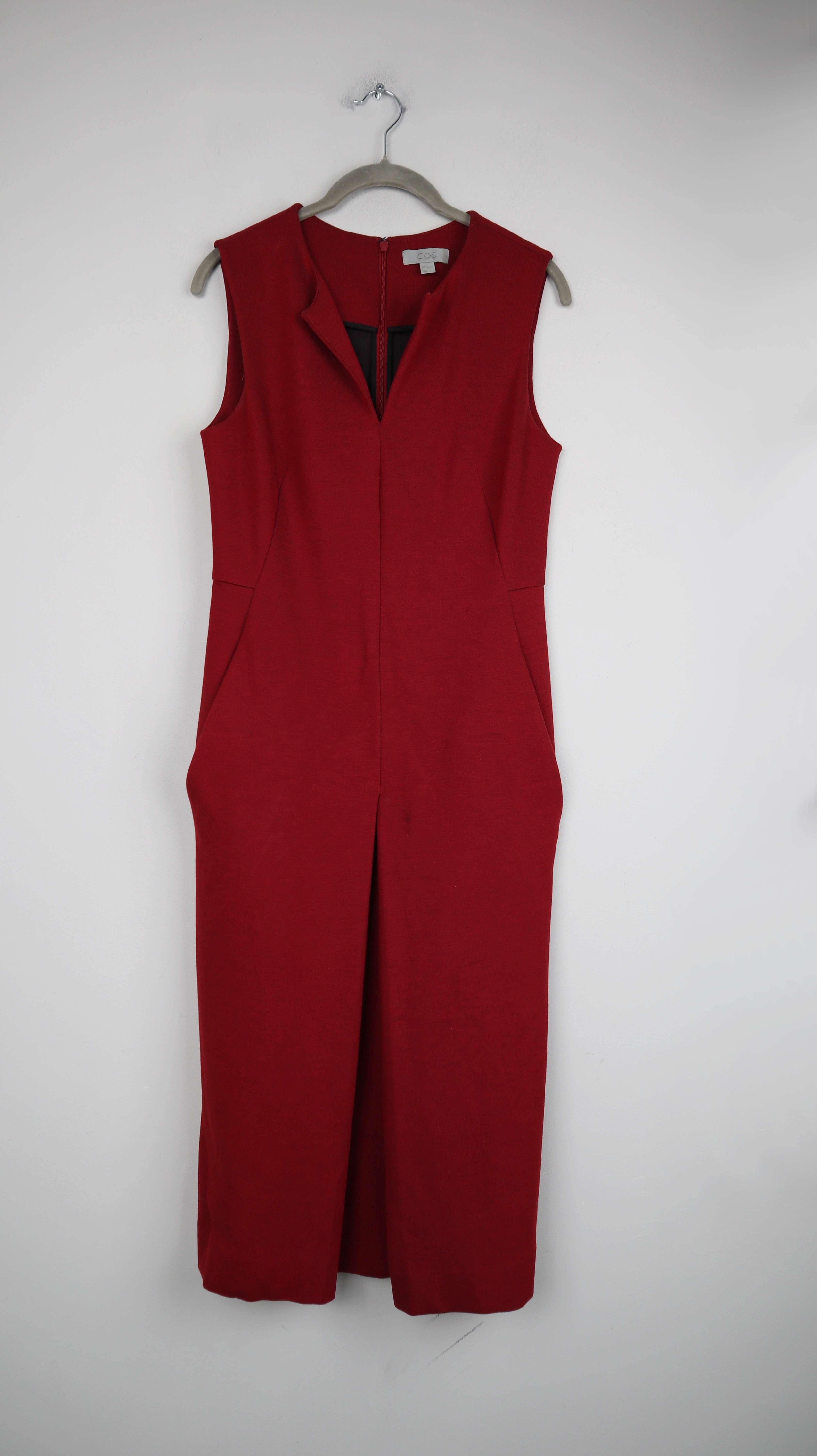 COS Kleid rot dunkelrot 36 S Etuikleid Stiftkleid Midi Midikleid Bordeaux weinrot