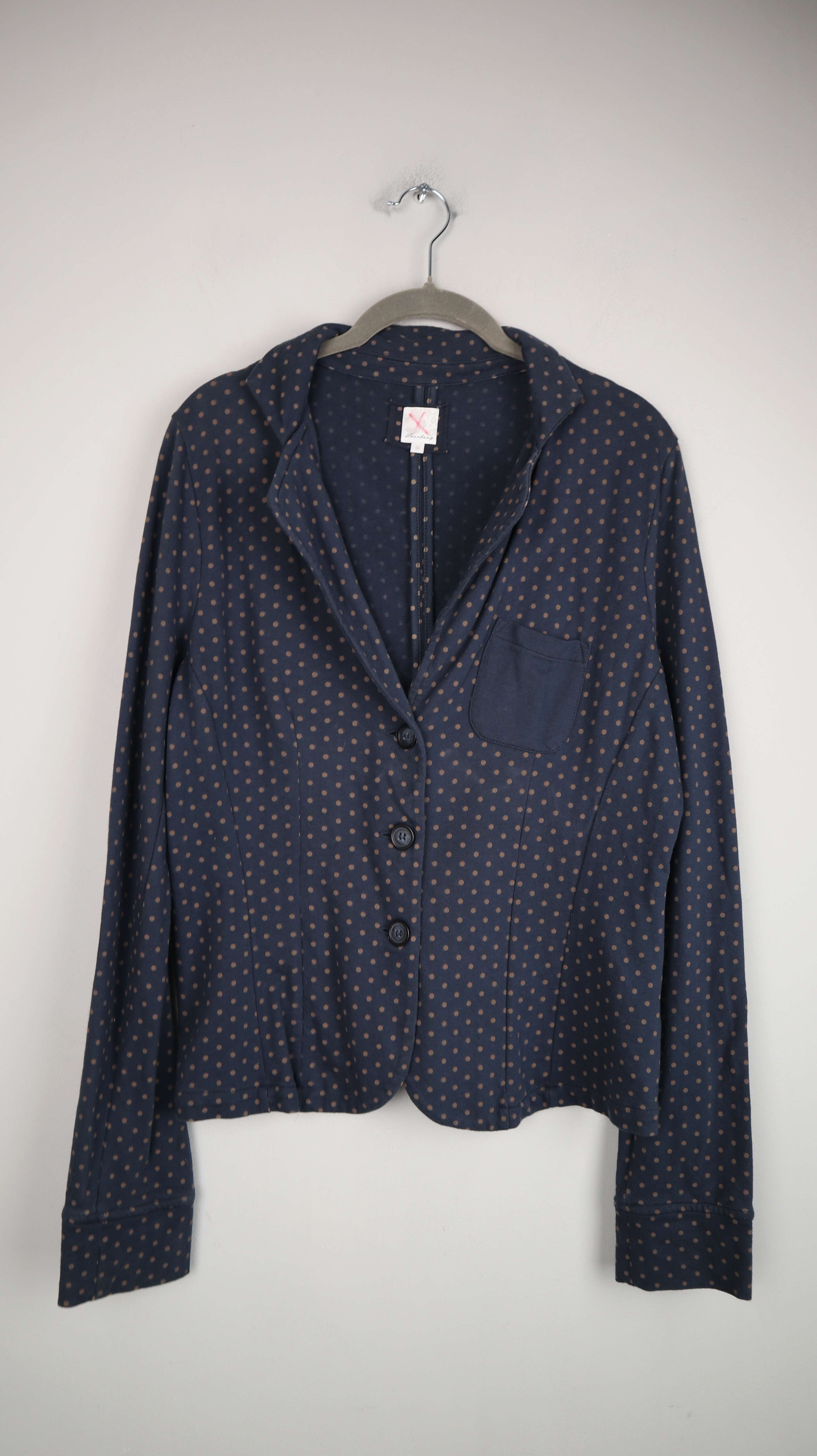 Deerberg Blazer Jacke blau gepunktet 38 M Dunkelblau