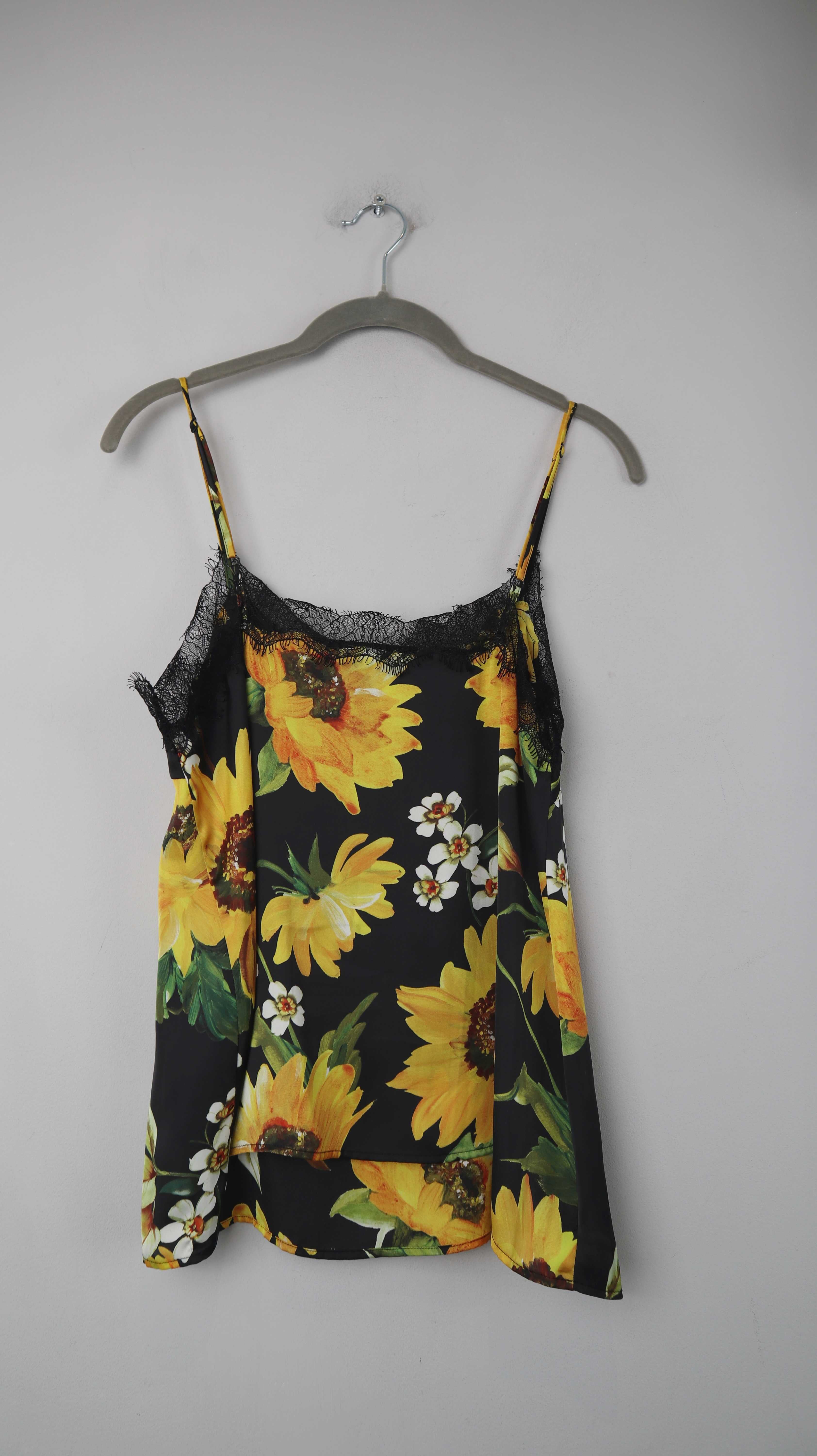 Hallhuber Set schwarz Gelb 36 S basic Rock Top Oberteil Sonnenblumen
