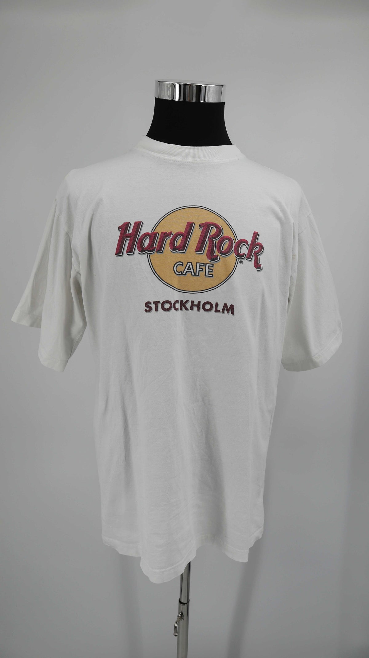 Hard Rock Cafe Shirt Stockholm weiß L Vintage basic T-Shirt