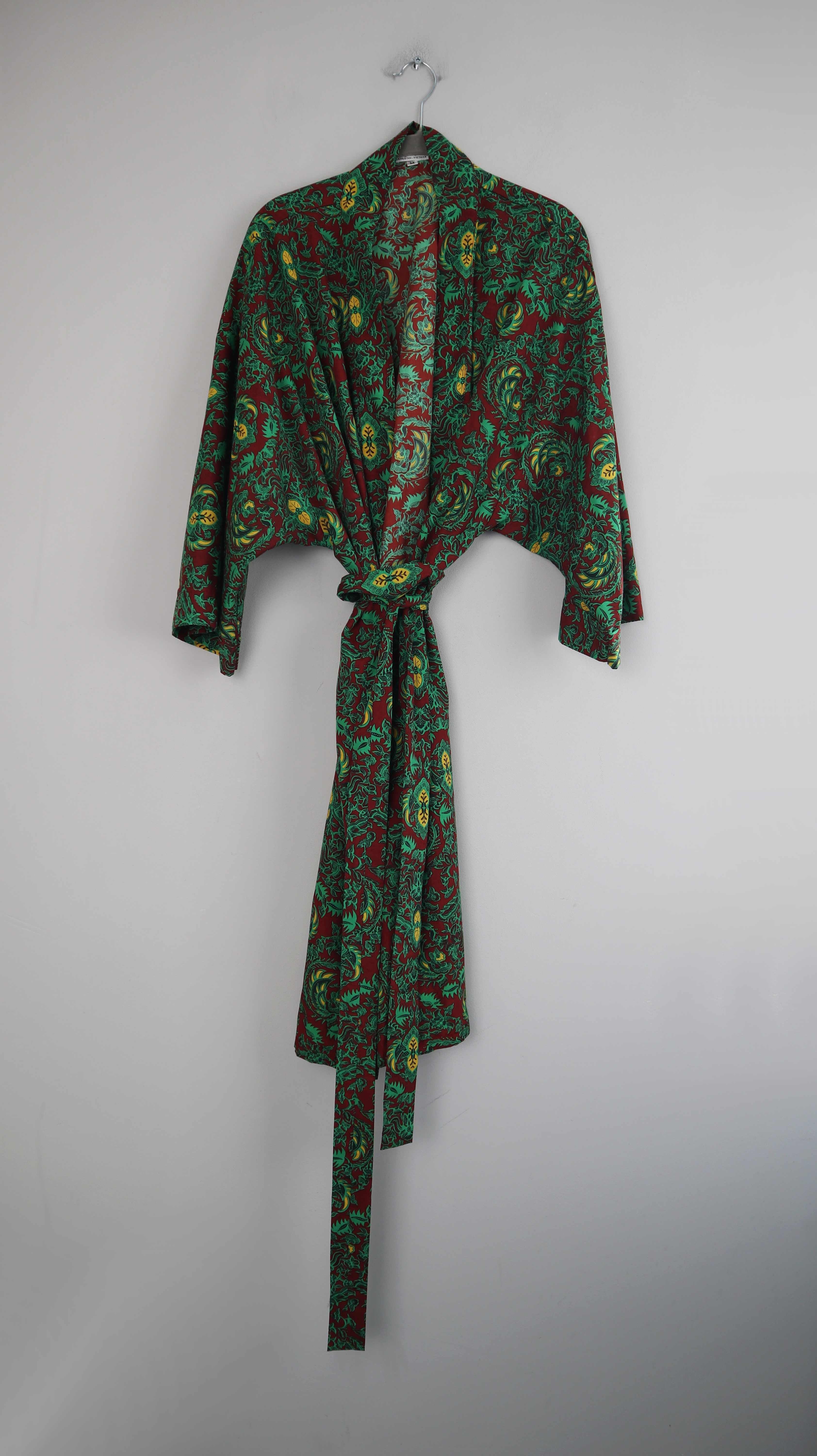 Bademantel grün Baumwolle indisch gemustert Paisley Spa Unisex Unisize