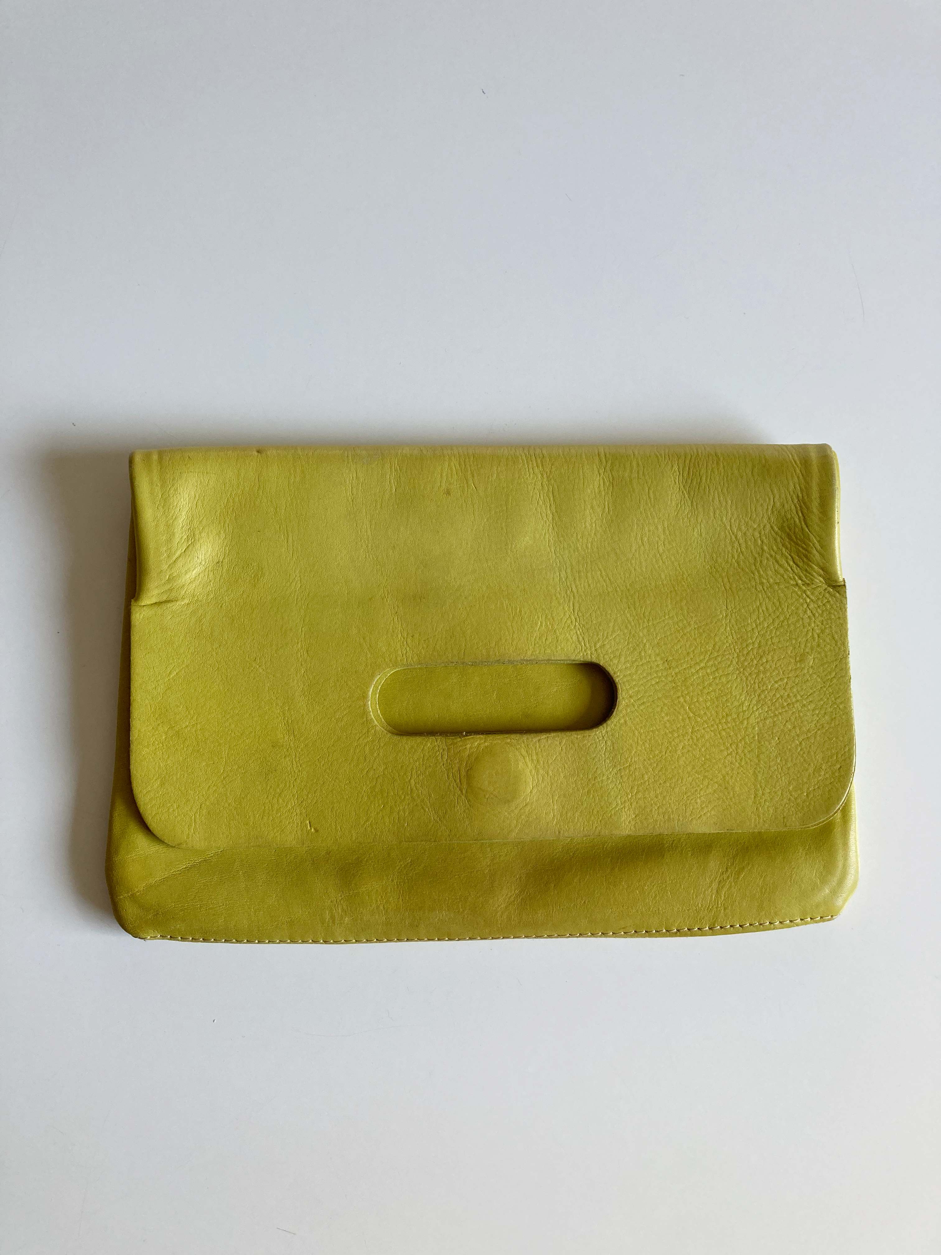 H&M Etui Clutch Tasche gelb basic Handtasche Ledertasche minimalist