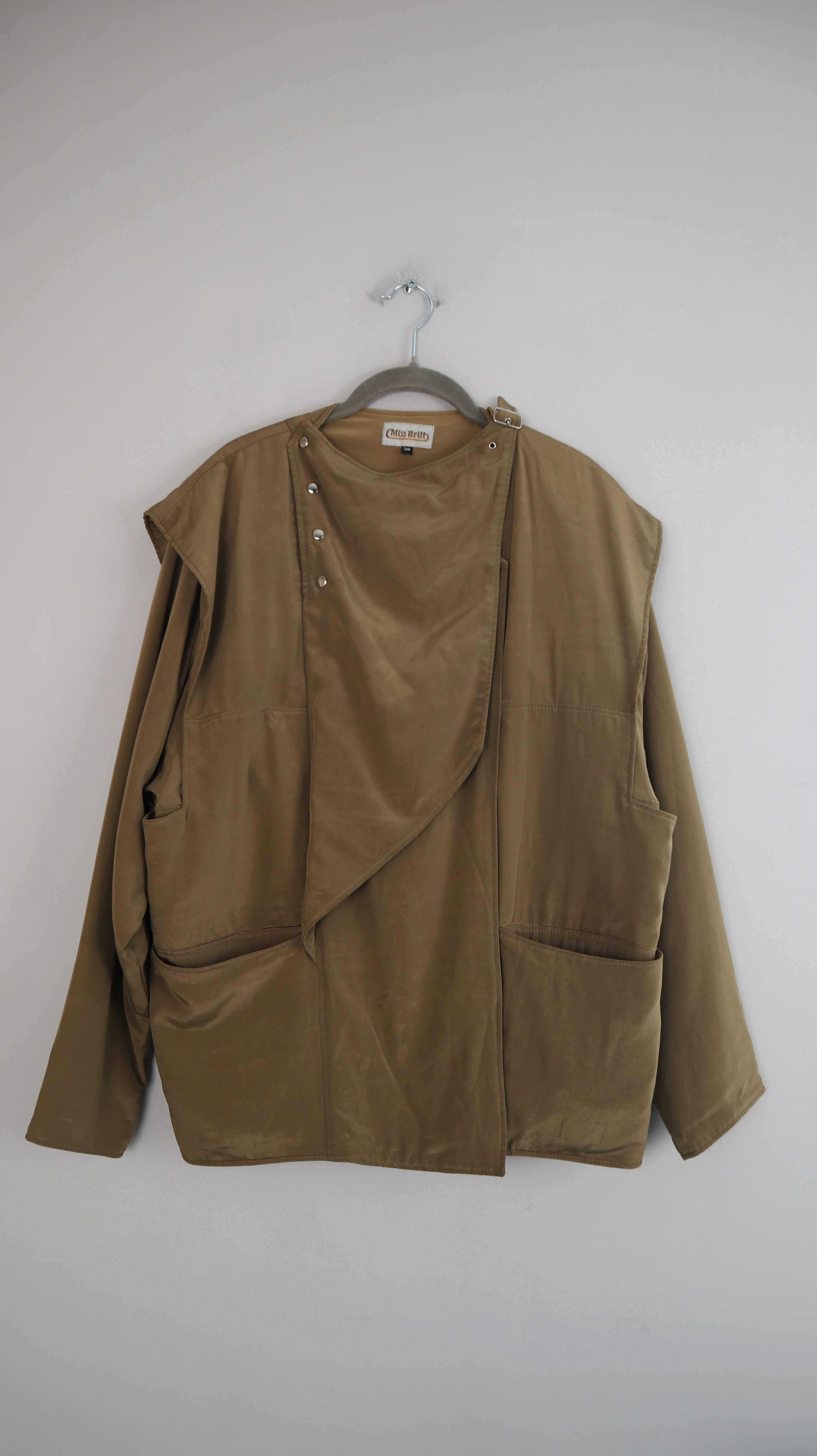 Miss Britt Jacke Grün Khaki 38 M Seide Seidenjacke Blousonjacke