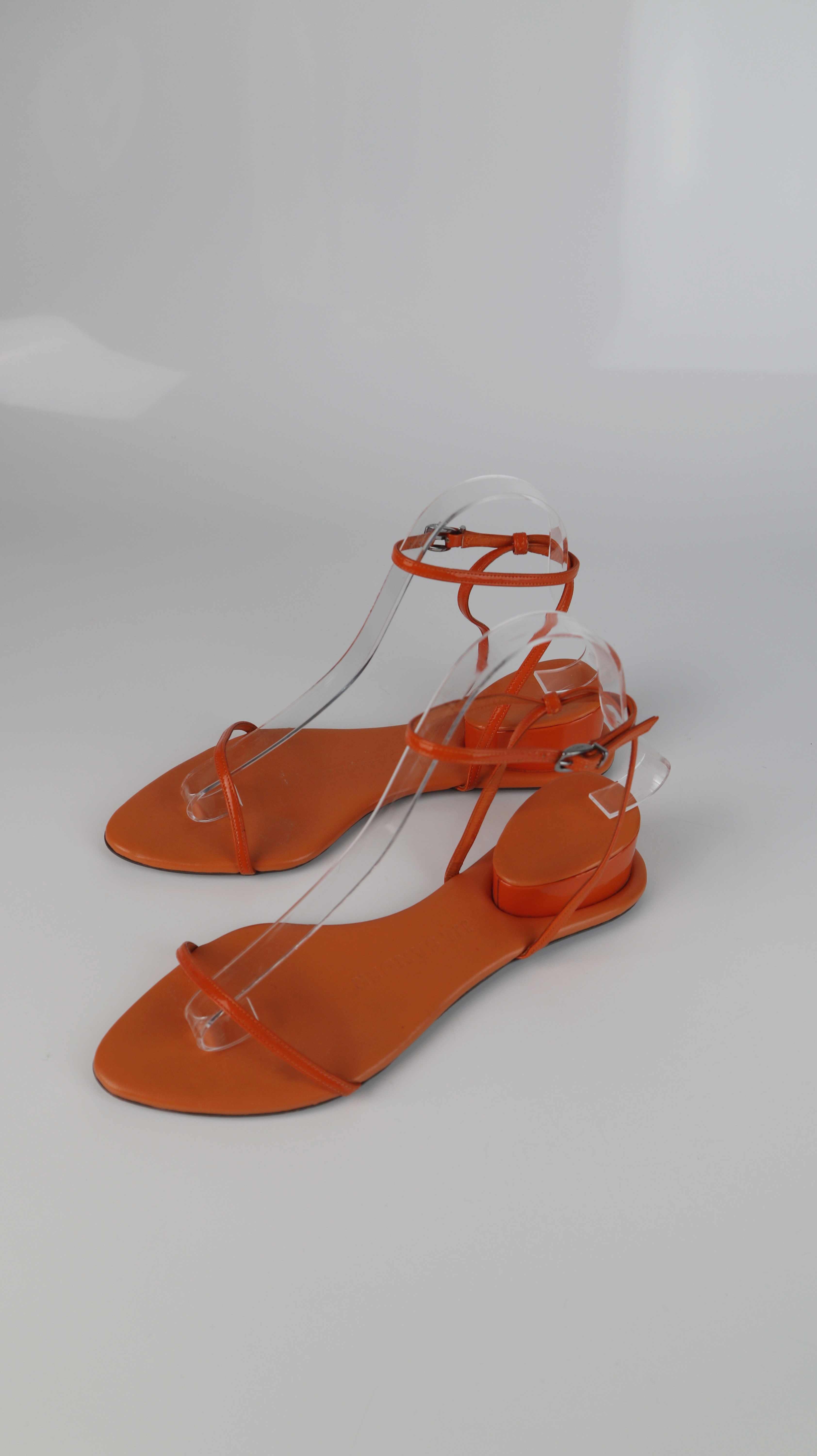 Jil Sander Sandalen Orange 37 Ledersandalen Kitten Heels Absatzschuhe