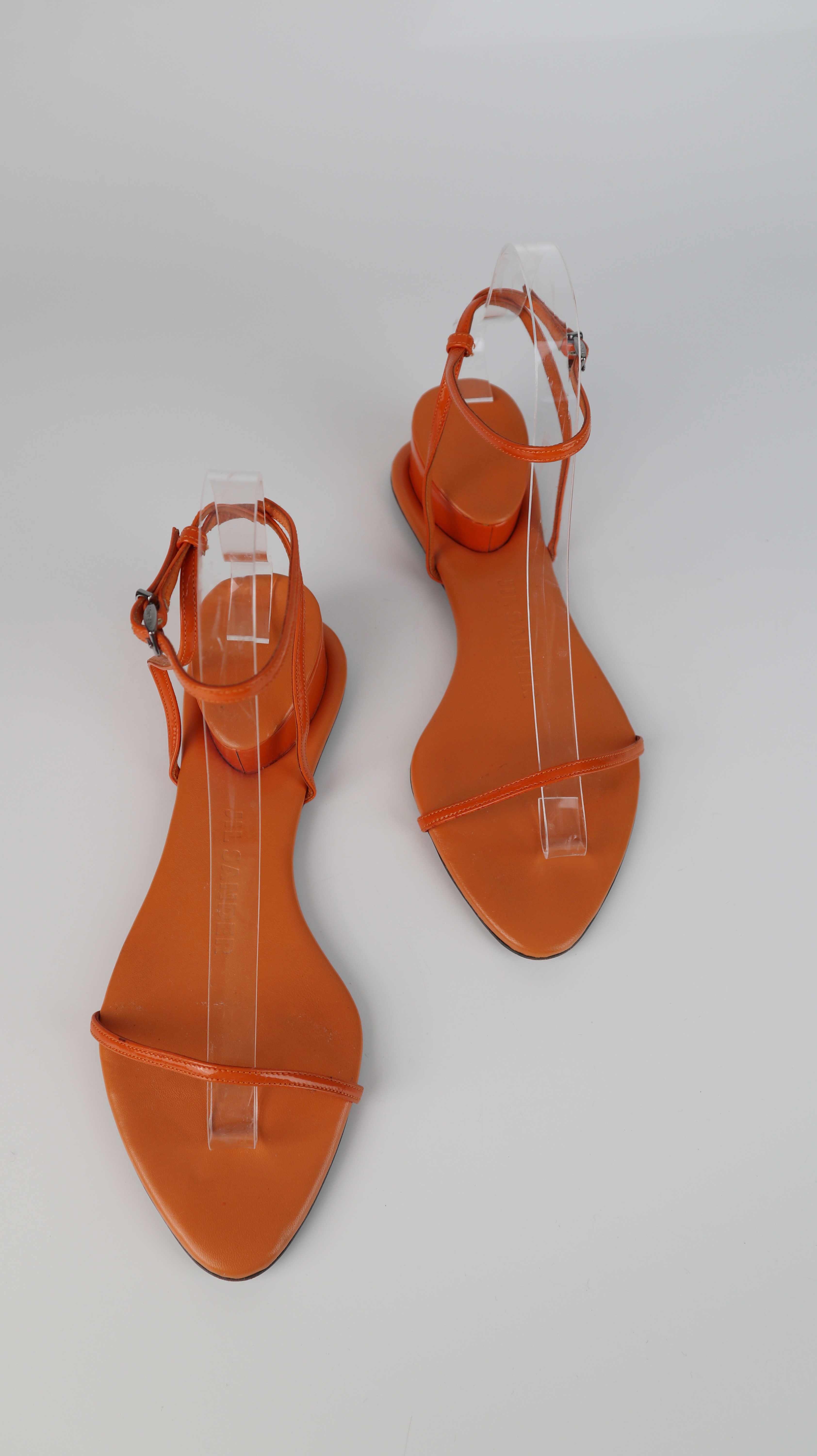 Jil Sander Sandalen Orange 37 Ledersandalen Kitten Heels Absatzschuhe