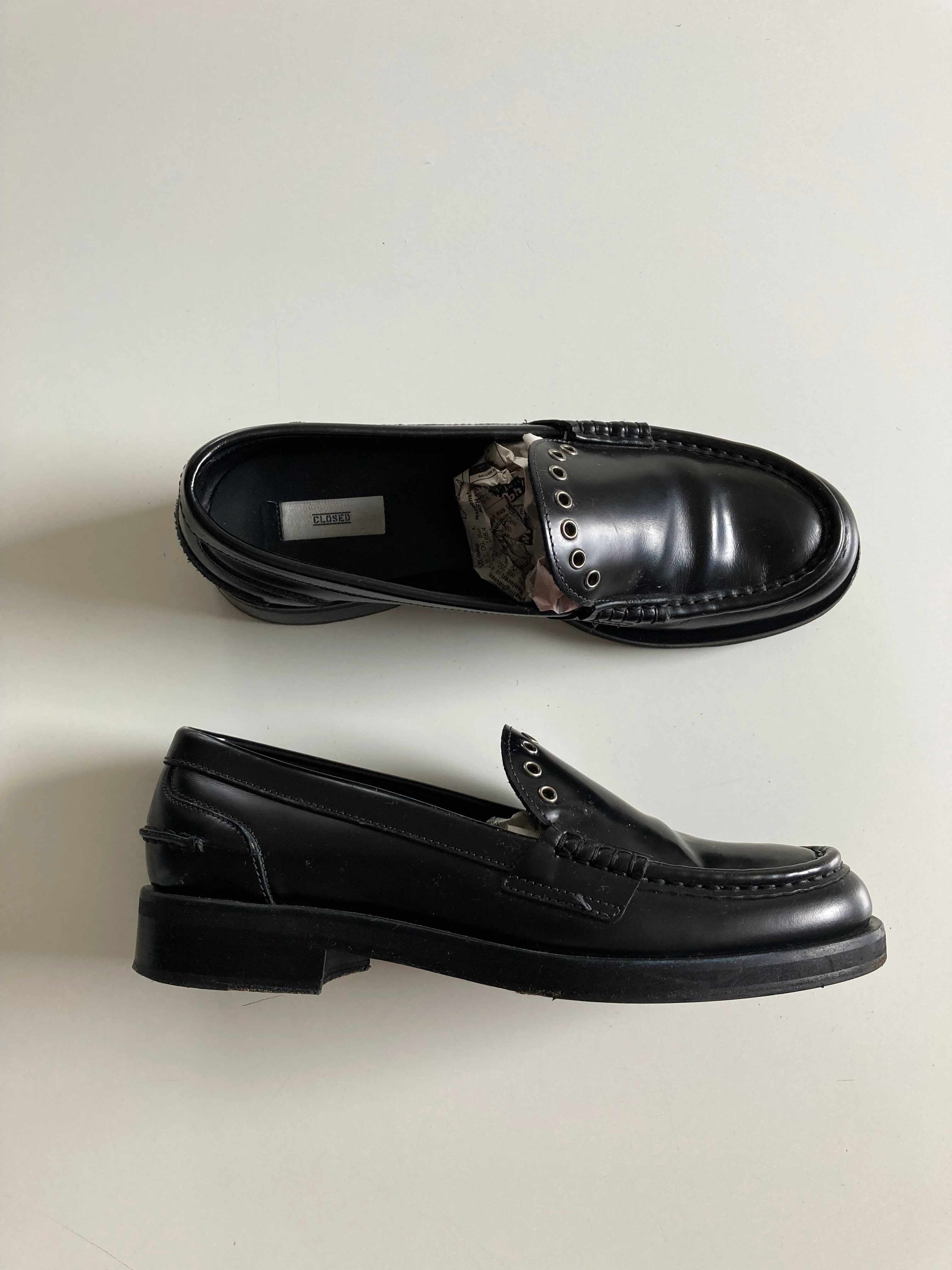 Closed Loafer schwarz Lederschuhe Slipper Mokassins 39 Leder