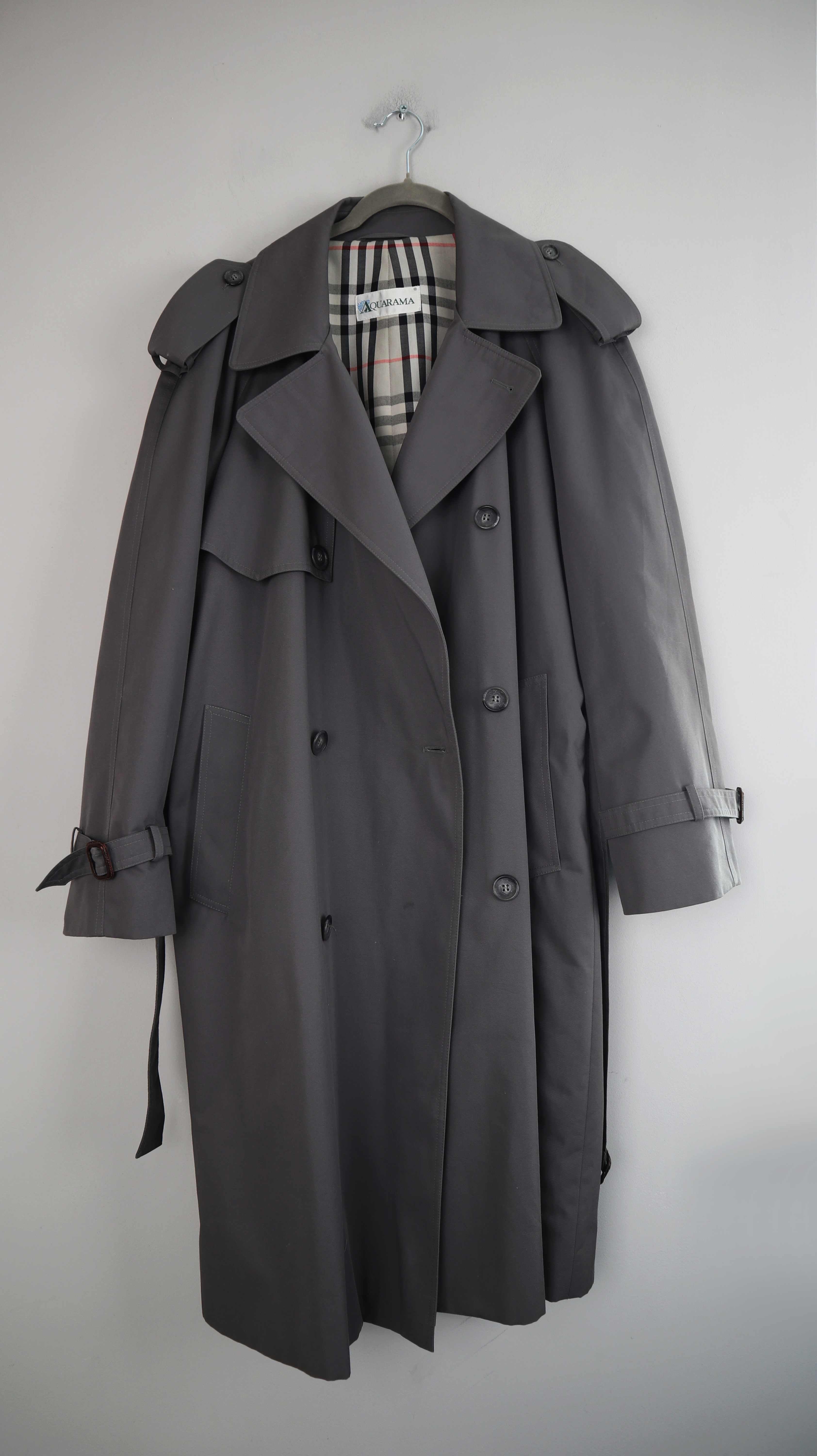 True Vintage Trenchcoat Grau Aquarama 40 L Jacke Mantel gebunden