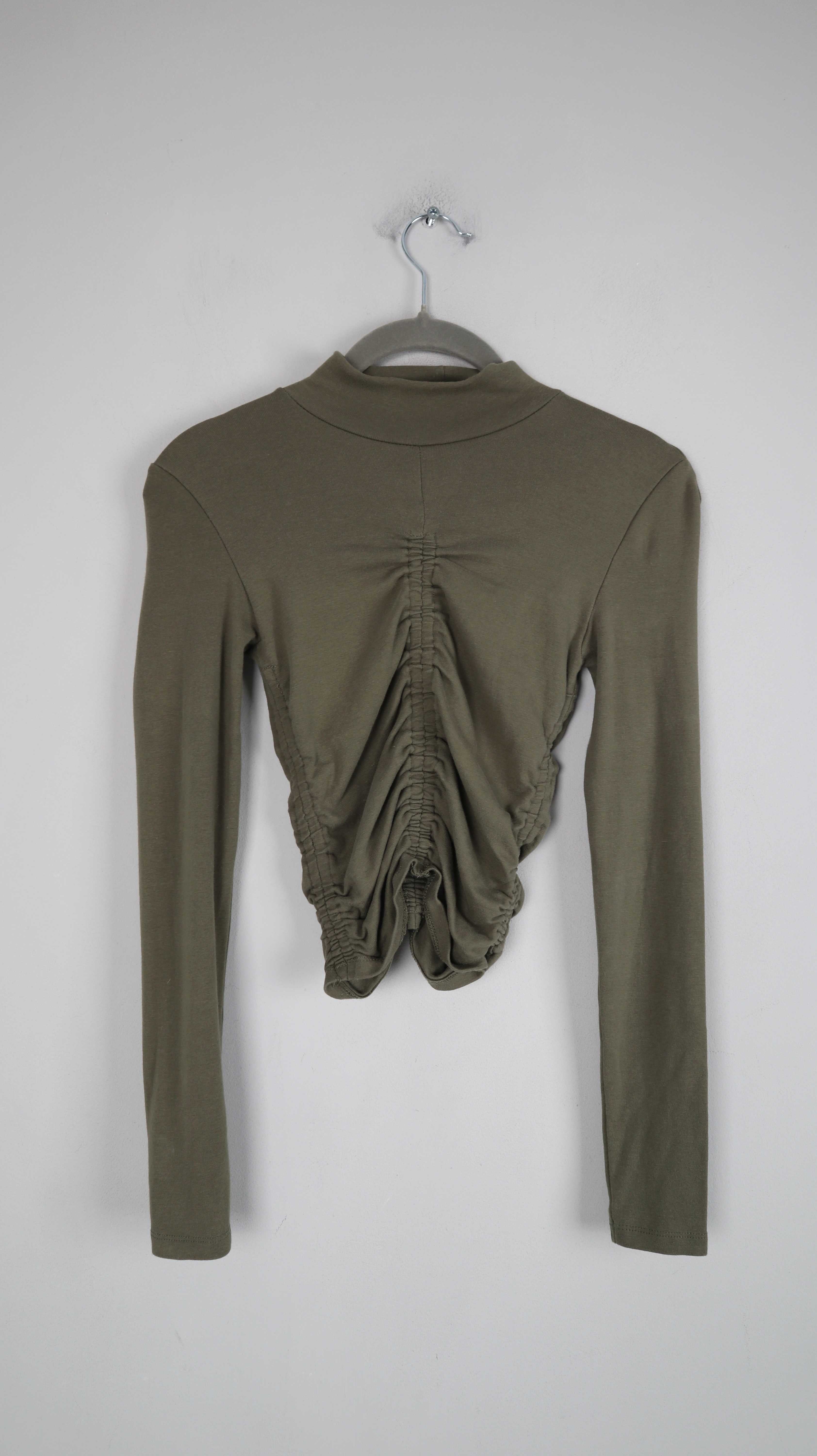 Zara Top Shirt Grün Longsleeve 36 S Dunkelgrün slim
