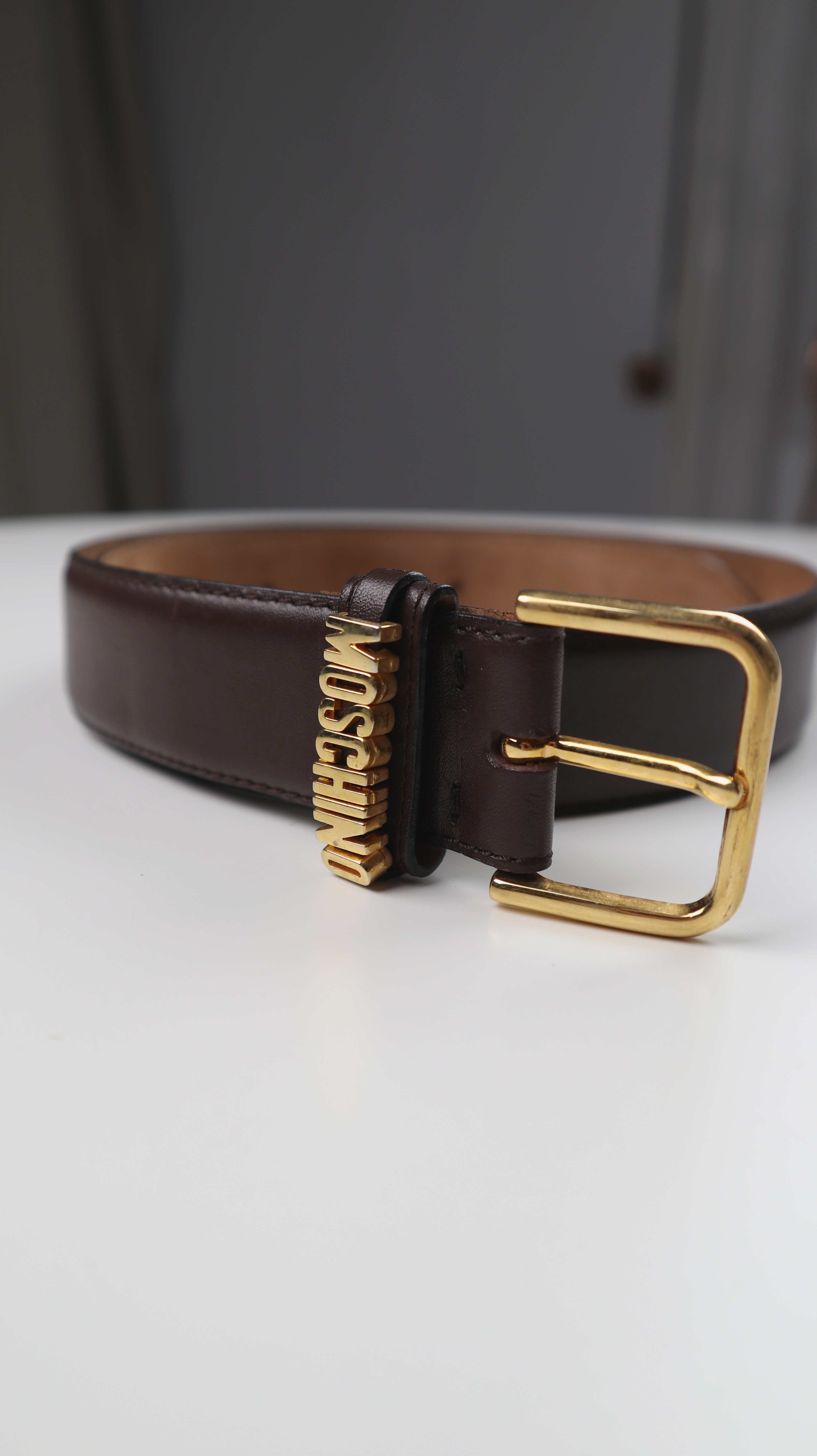 Moschino Gürtel Braun redwall Taille Gold Ledergürtel