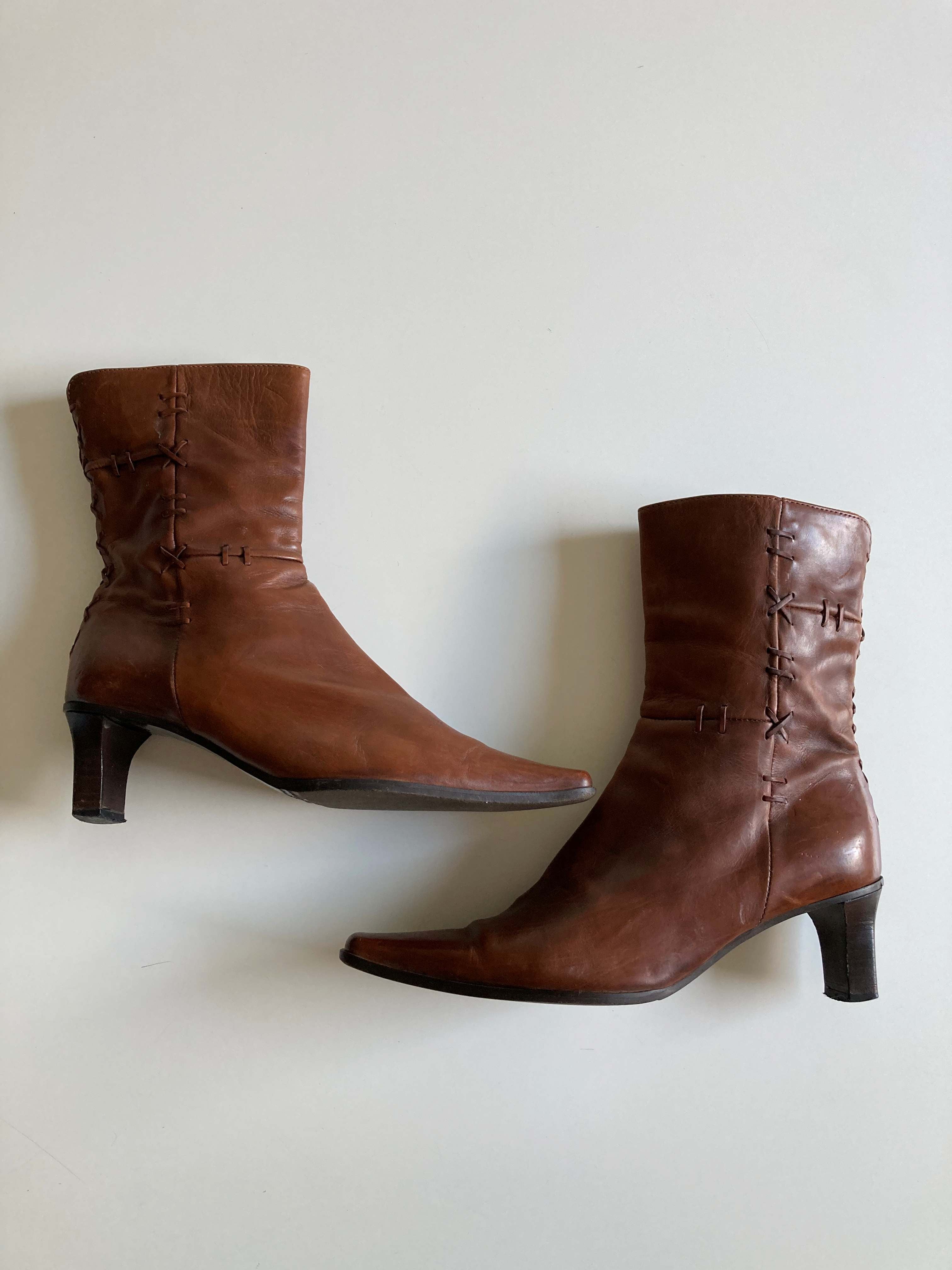 Maripe 38 Made in italy Stiefel spitz Stiefeletten Leder 90s Y2K Heels